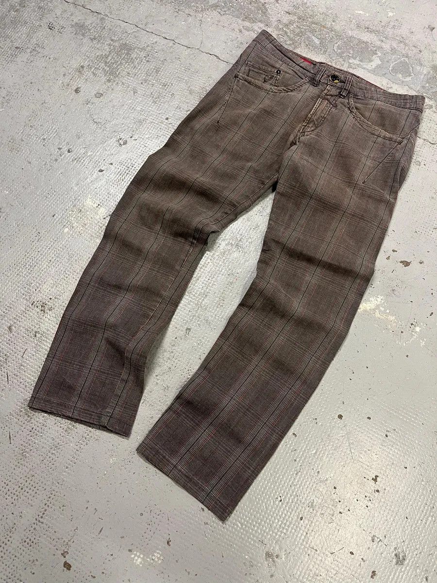 Marithe + Francois Girbaud 2000s Marithé + François Girbaud Grey & Brown Houndstooth Cozy Pants Size US 30 / EU 46 - 5 Thumbnail