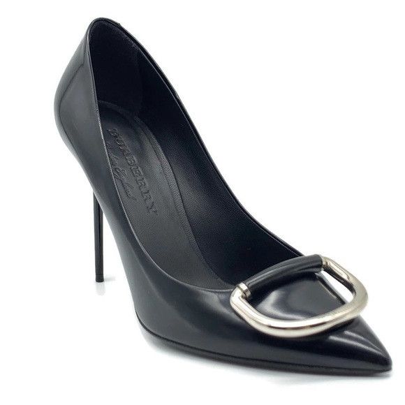 Burberry BURBERRY Flanagan Pointed Toe Pump in Black Leather Size US 7.5 / IT 37.5 - 1 Thumbnail