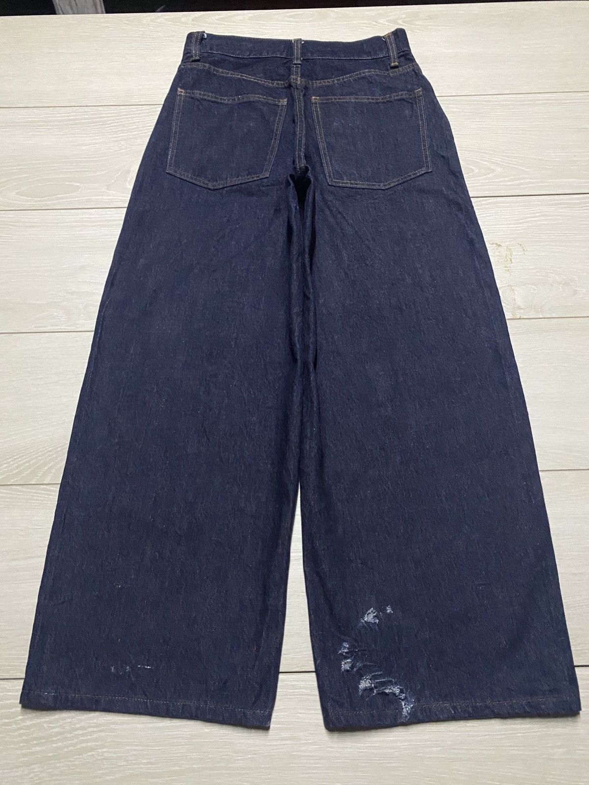 Christophe Lemaire Vintage Uniqlo Navy Blue Baggy Jeans Size US 27 - 2 Thumbnail