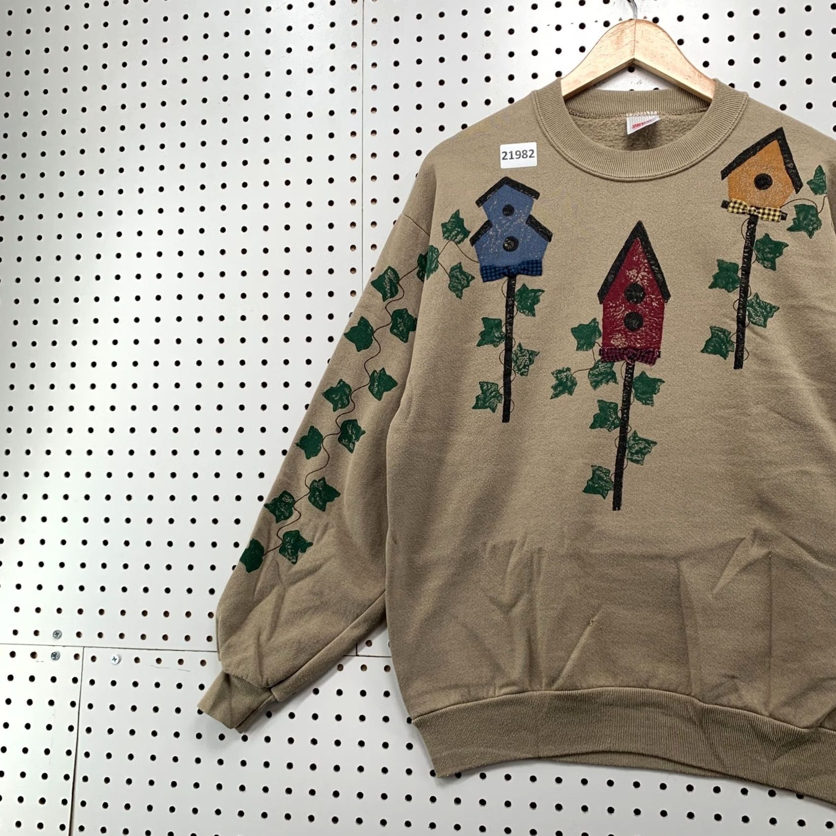 Jerzees VINTAGE Birdhouse Leaf Sweatshirt Brown Mens L Crewneck Pullover 90s Jerzees Canvas Pullover Size US L / EU 52-54 / 3 - 7 Thumbnail