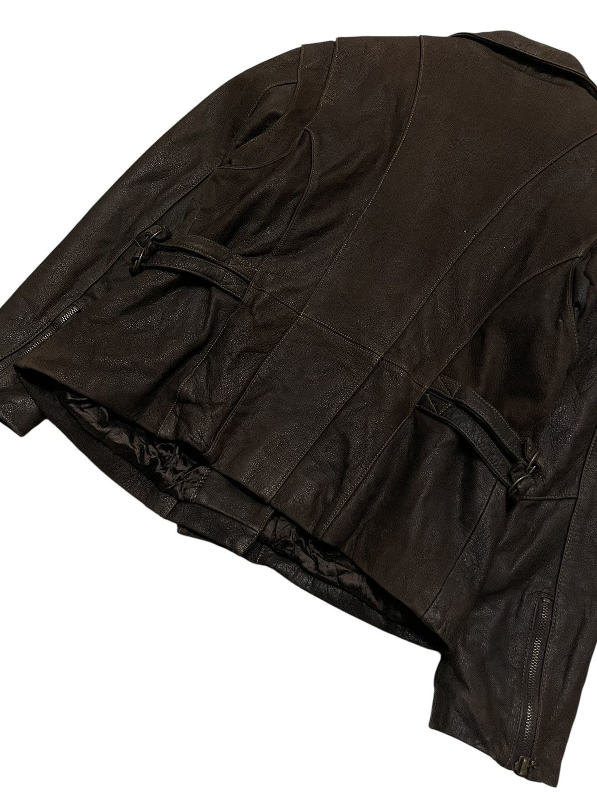 Guess 1990s Vintage GUESS Brown Leather Moto Jacket Size US M / EU 48-50 / 2 - 5 Thumbnail