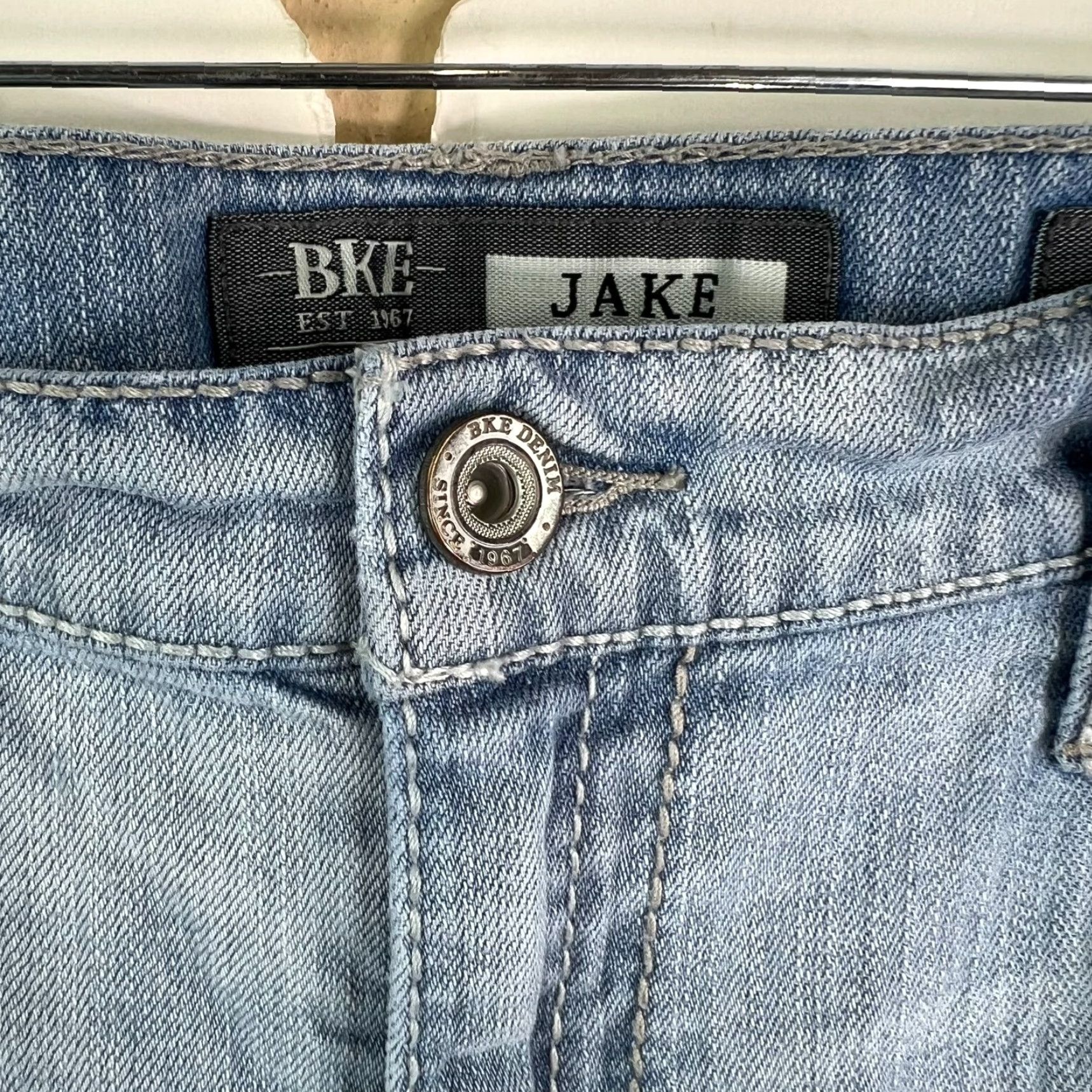 Vintage Buckle BKE Jake Men's Straight Leg Denim Jeans Size 38L Blue Distressed 34x38 Size US 38 / EU 54 - 5 Thumbnail