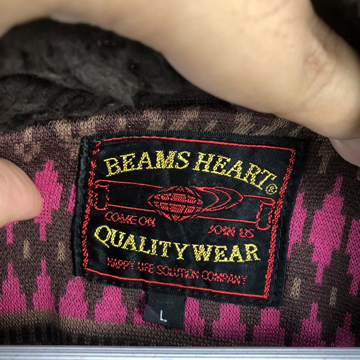 Japanese Brand Beams Hearts Brown fleece sweater Hoodie #A2358 Size L / US 10 / IT 46 - 10 Thumbnail
