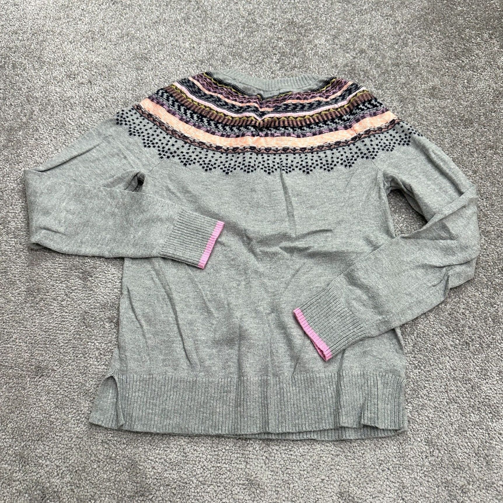 Vintage A New Day Pullover Sweater Women's Knit Gray Argyle/Diamond Crew Neck Raglan Long Sleeve Casual Shirt Size L / US 10 / IT 46 - 2 Thumbnail
