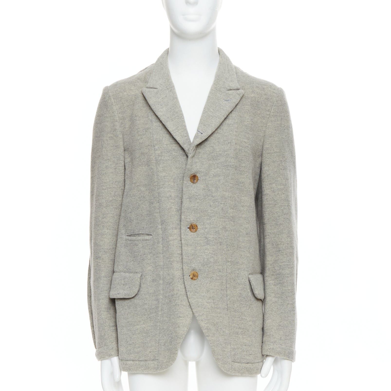 Comme des Garcons COMME DES GARCONS HOMME PLUS 2005 Evergreen grey wool blazer jacket M Size 48R - 1 Thumbnail