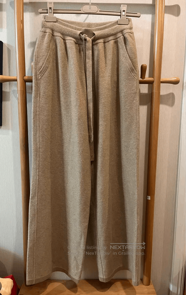 Loro Piana Loro Piana Camel leather cashmere wide-leg trousers Size 28" / US 6 / IT 42 - 1 Thumbnail