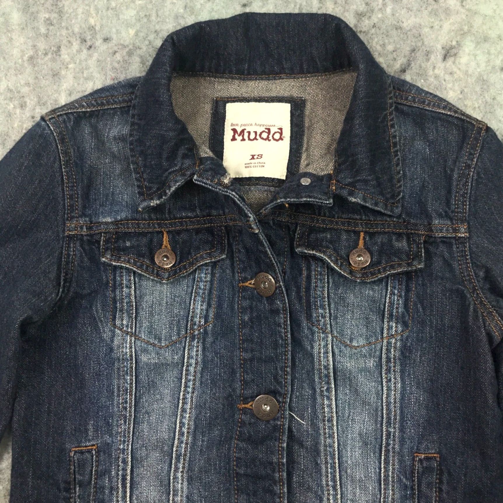 Denime VINTAGE Mudd Denim Button Down Jacket Shirt Womens XS Blue Distressed Button Front Jacket 90s Womens Size 26" / US 2 / IT 38 - 2 Thumbnail