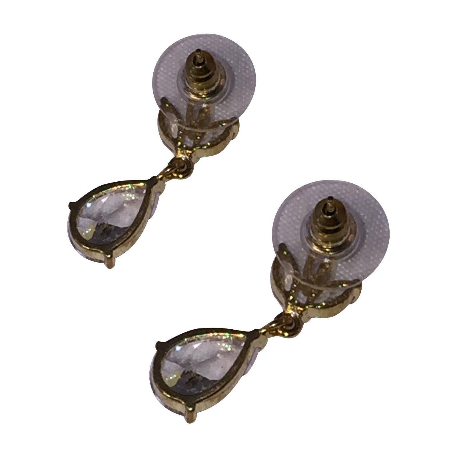 Designer Clear Faceted Crystal Earrings with 18kt Yellow Gold Plating Size ONE SIZE - 3 Thumbnail