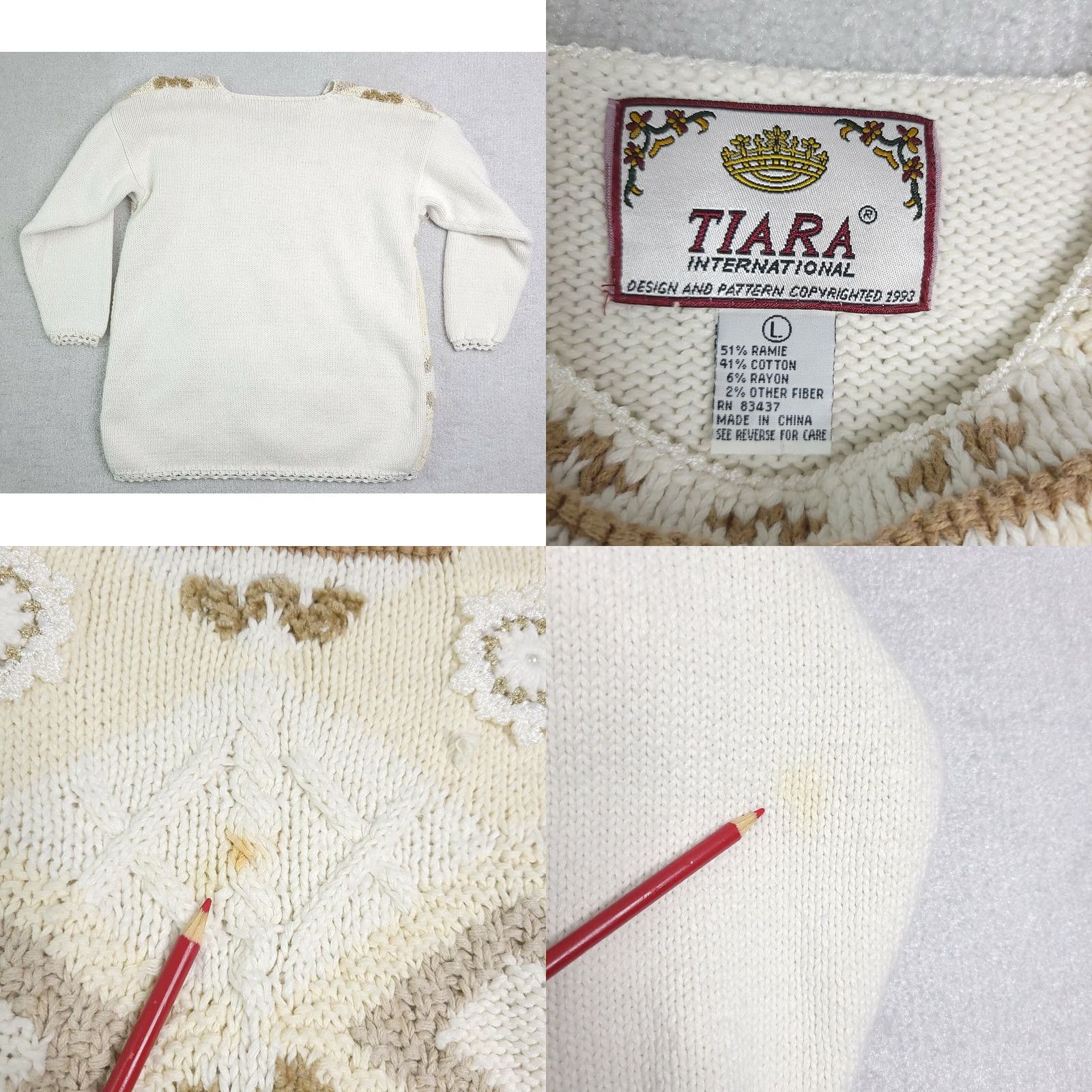 Vintage VINTAGE Tiara International Pullover Sweater Women's Large Geometric Pearl Photo Size L / US 10 / IT 46 - 8 Thumbnail