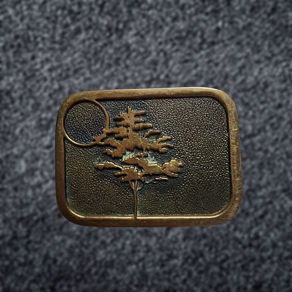 Vintage Vintage Brass Tree Sun Moon Boho Hippie Hippy Cowgirl Western Belt Buckle - Basic Tool Supply Co BTS Unisex 70s 1970s Size ONE SIZE - 1 Thumbnail