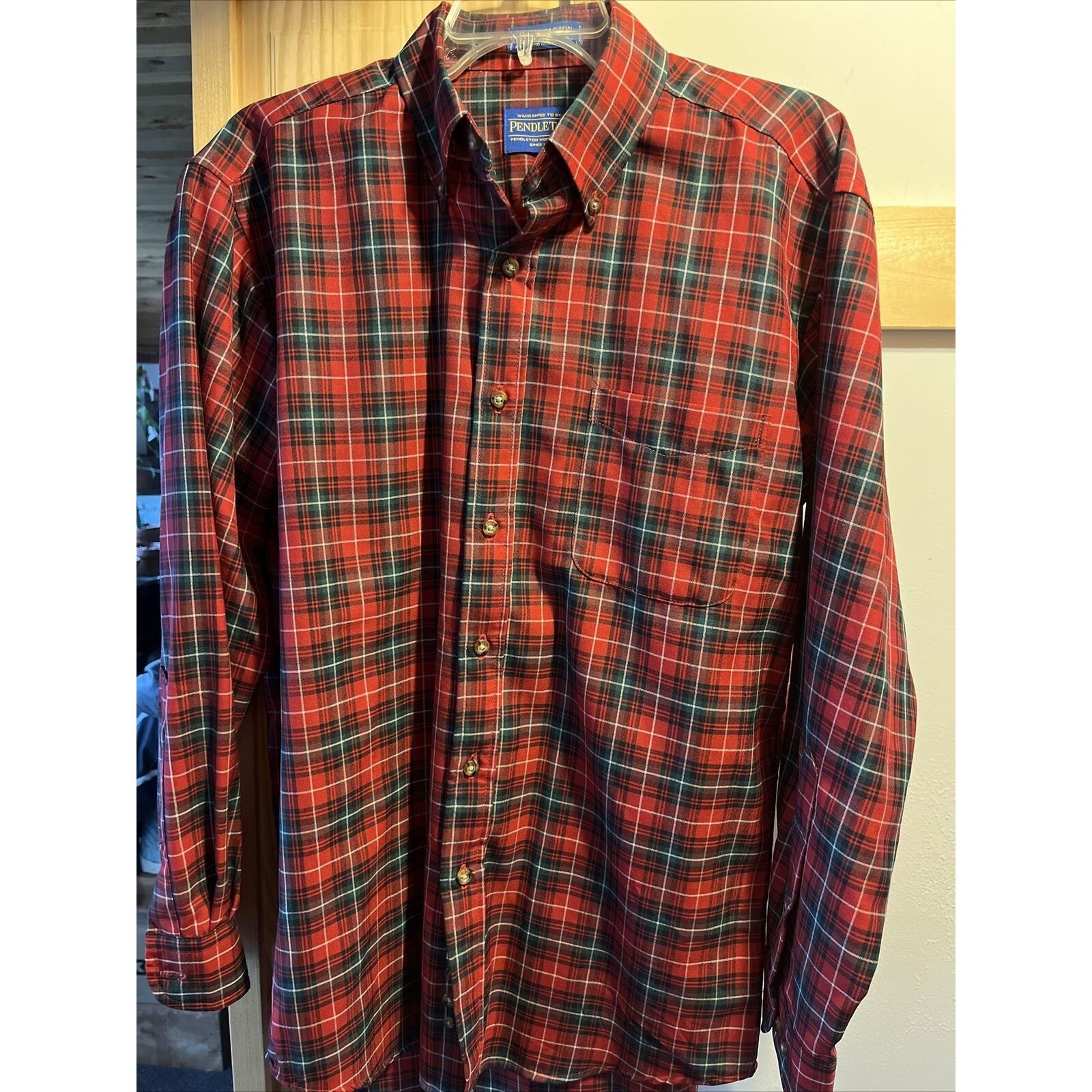 Pendleton Pendleton Sir Men’s M Red green Plaid Button Down Wool Shirt Size US M / EU 48-50 / 2 - 10 Thumbnail