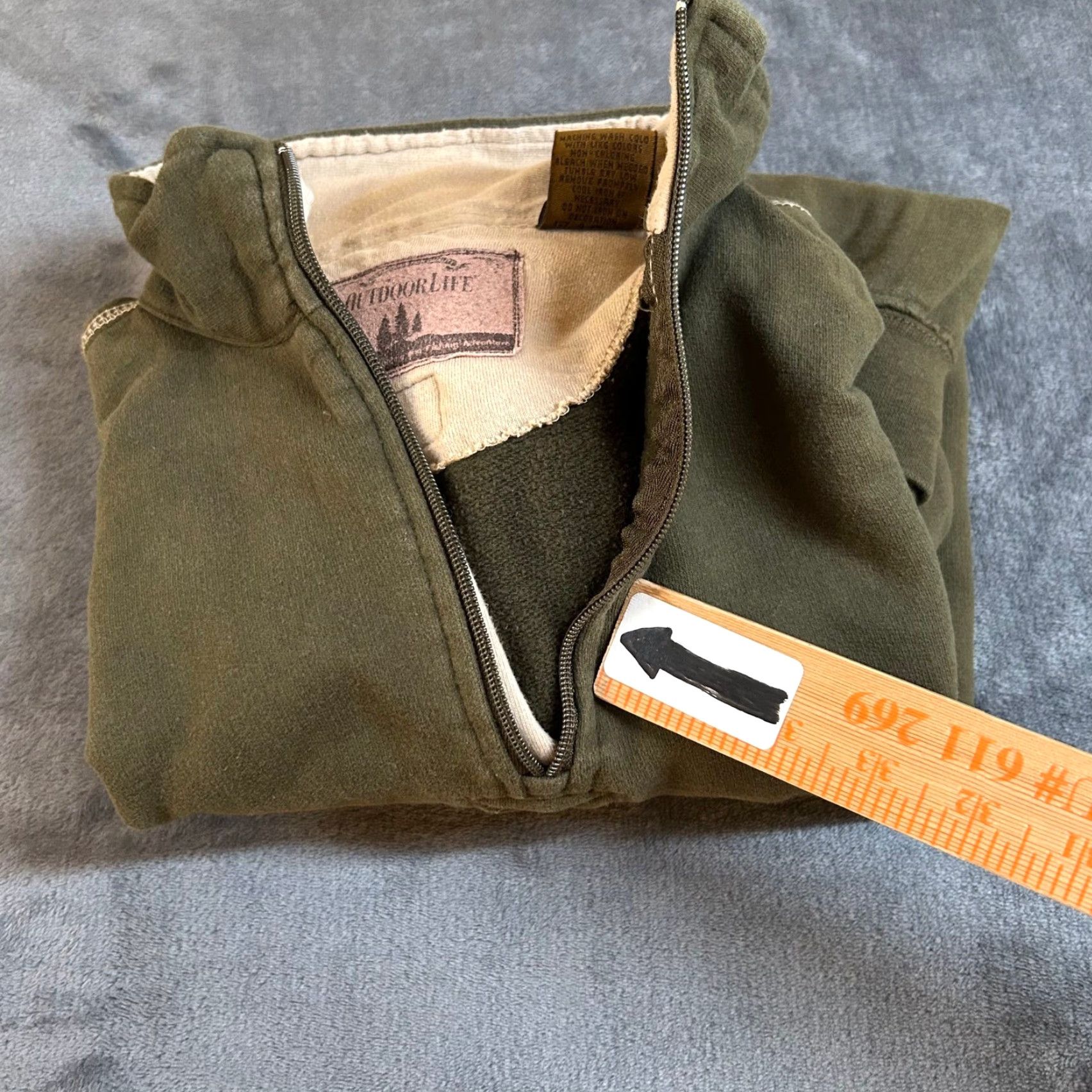 Olive Outdoor Life Quarter Zip Pullover Olive Green Sweatshirt Casual Mens Large Size US L / EU 52-54 / 3 - 4 Thumbnail