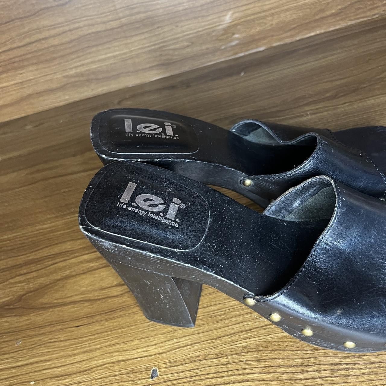 L.E.I. L.E.I. Dujour Y2k wooden black heeled platform sandal Size US 7 / IT 37 - 4 Thumbnail