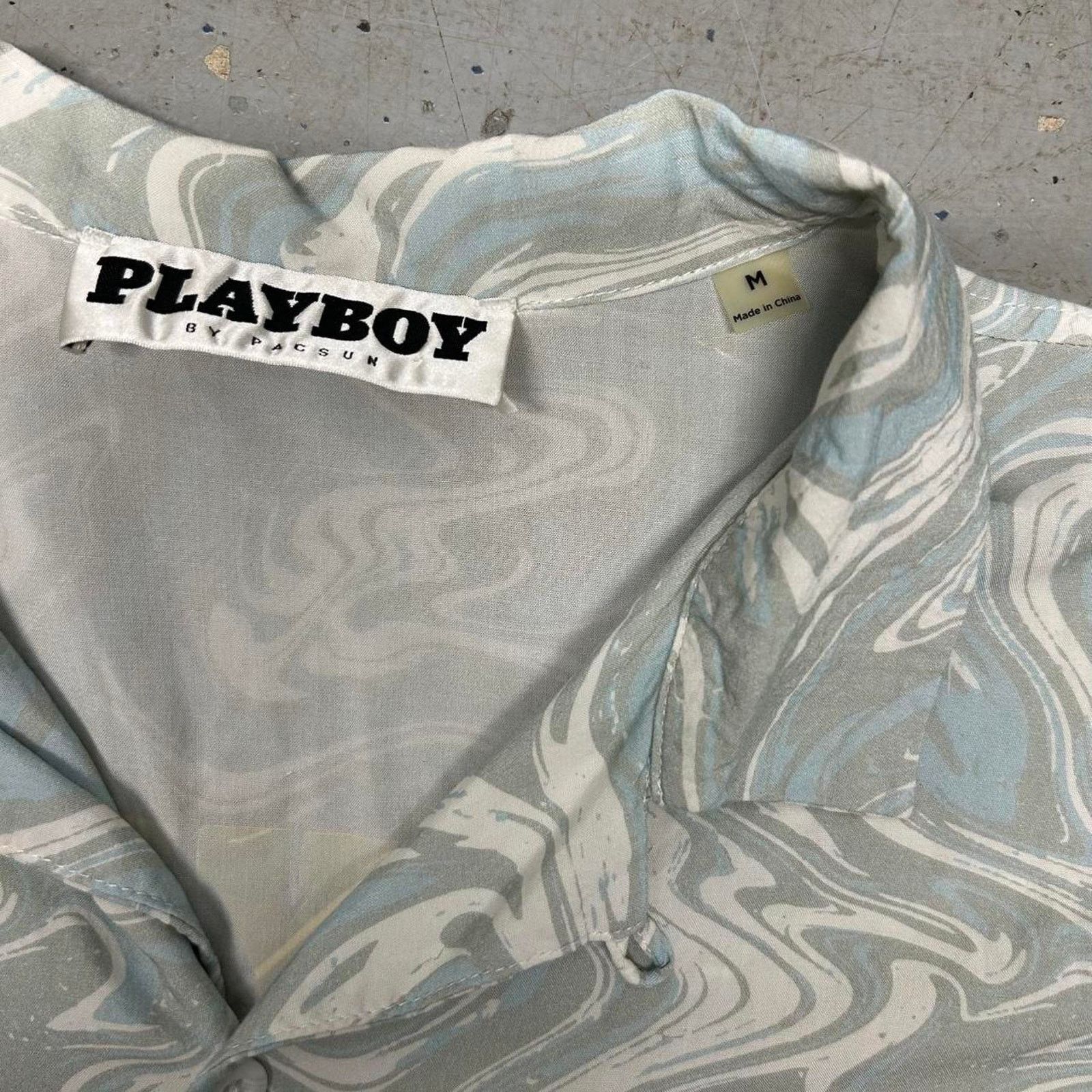 Playboy Blue and white Playboy loop collar button-up shirt Size US M / EU 48-50 / 2 - 4 Thumbnail
