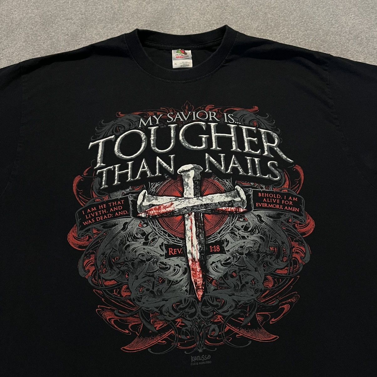 Vintage Vintage Y2K Jesus Christ My Savior is Tougher than Nails Tee Size US XL / EU 56 / 4 - 1 Thumbnail
