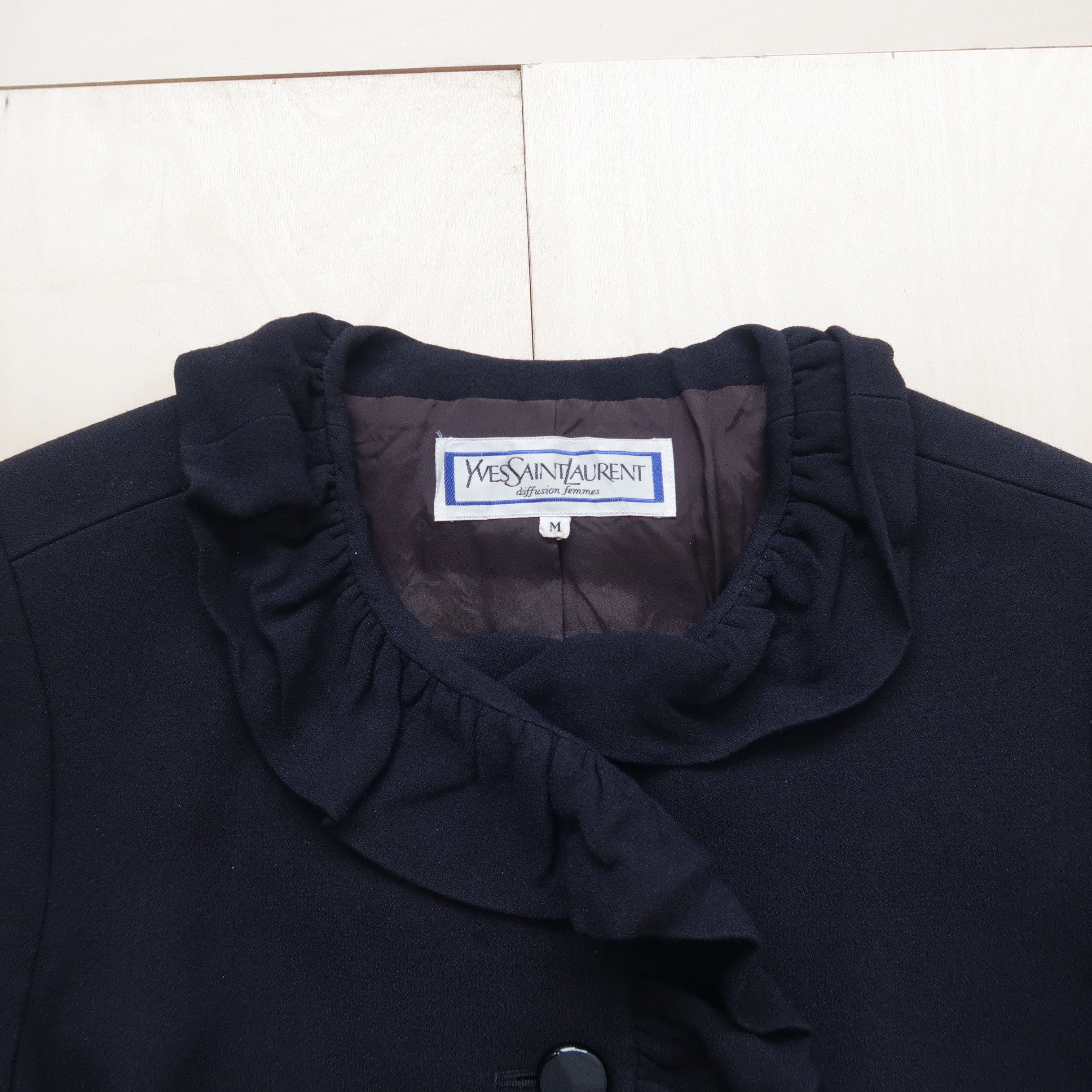 Saint Laurent Paris Yves Saint Laurent Diffusion Femmes Ruffle Jacket Blazer Size M / US 6-8 / IT 42-44 - 3 Thumbnail