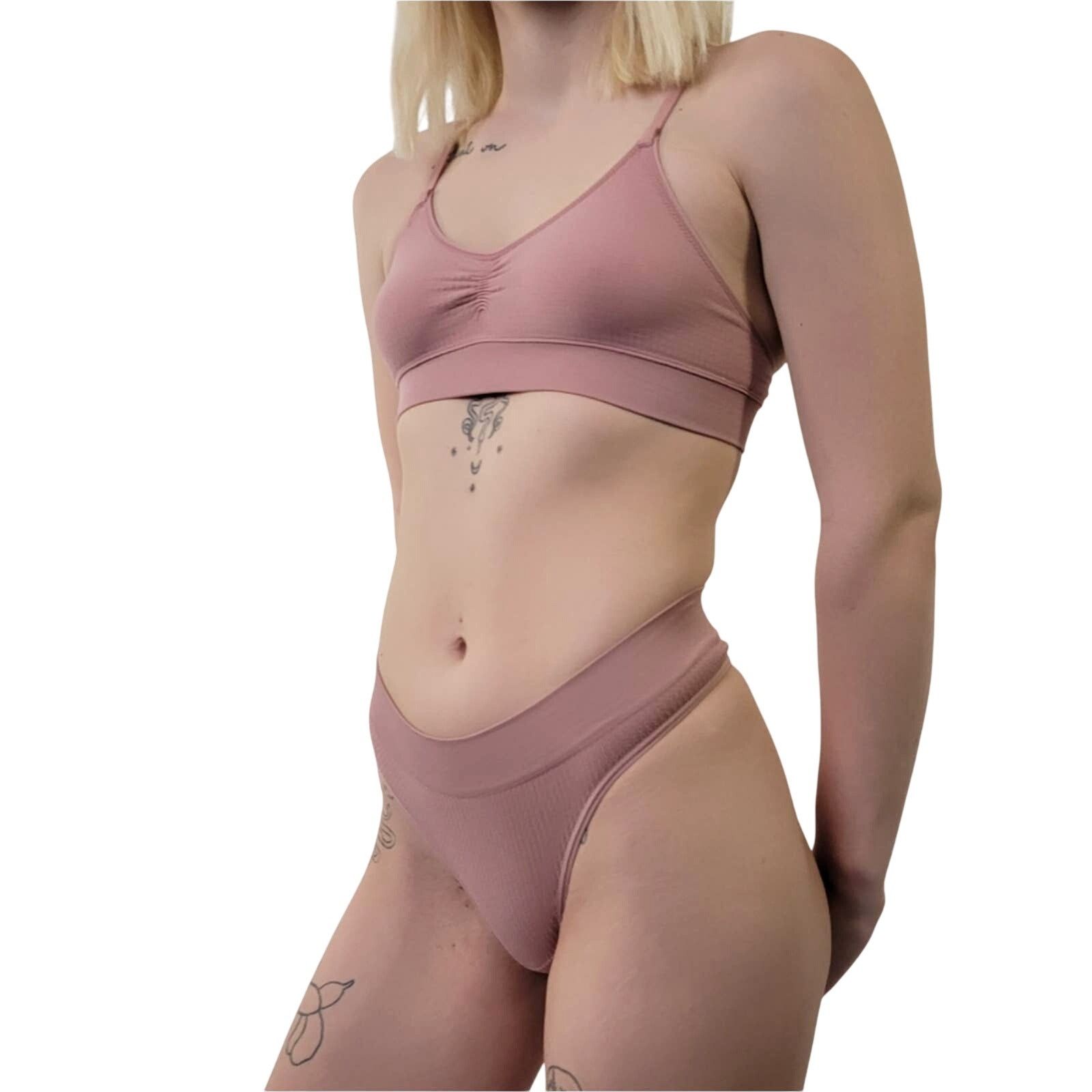 Designer Dusty Pink Plain Lingerie Set - S Size ONE SIZE - 2 Thumbnail