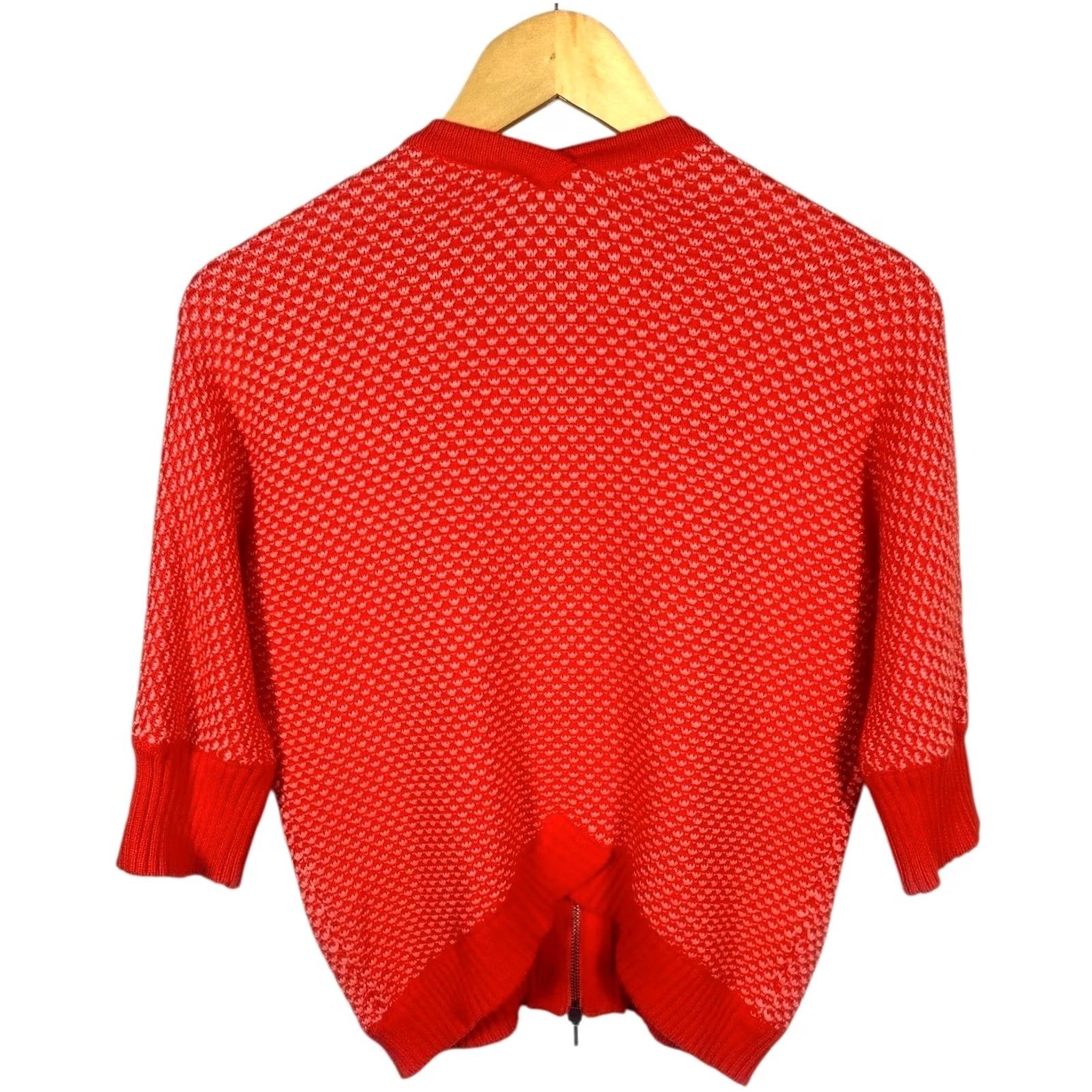 Vintage Cabi Red Geometric Knit Bomber Jacket Pockets Dolman Sleeve XS Womens Size XS / US 0-2 / IT 36-38 - 3 Thumbnail