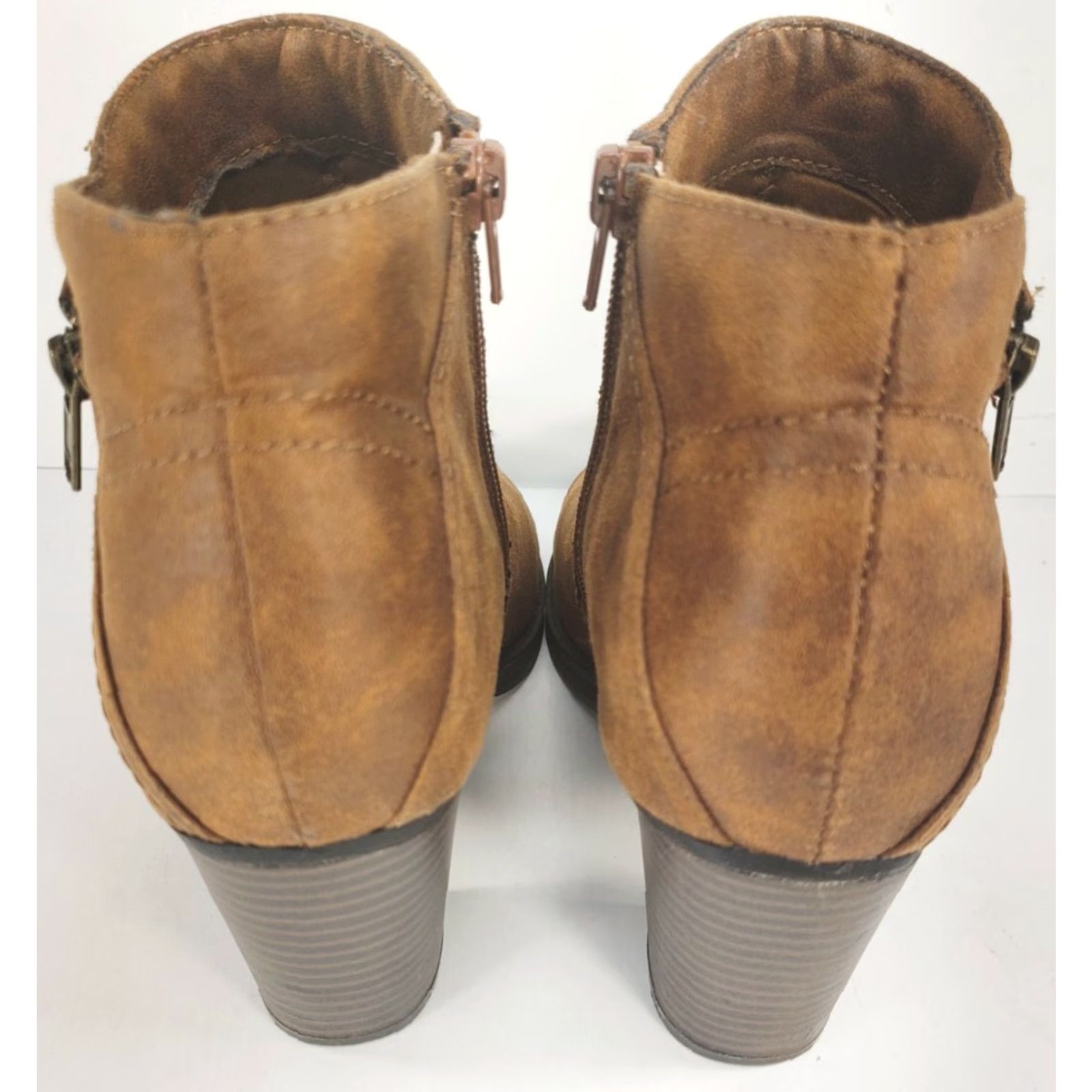 Vintage RAMPAGE Erica Cognac Brown Side Zip Booties Boots Women’s Size 8M Size US 8 / IT 38 - 6 Thumbnail