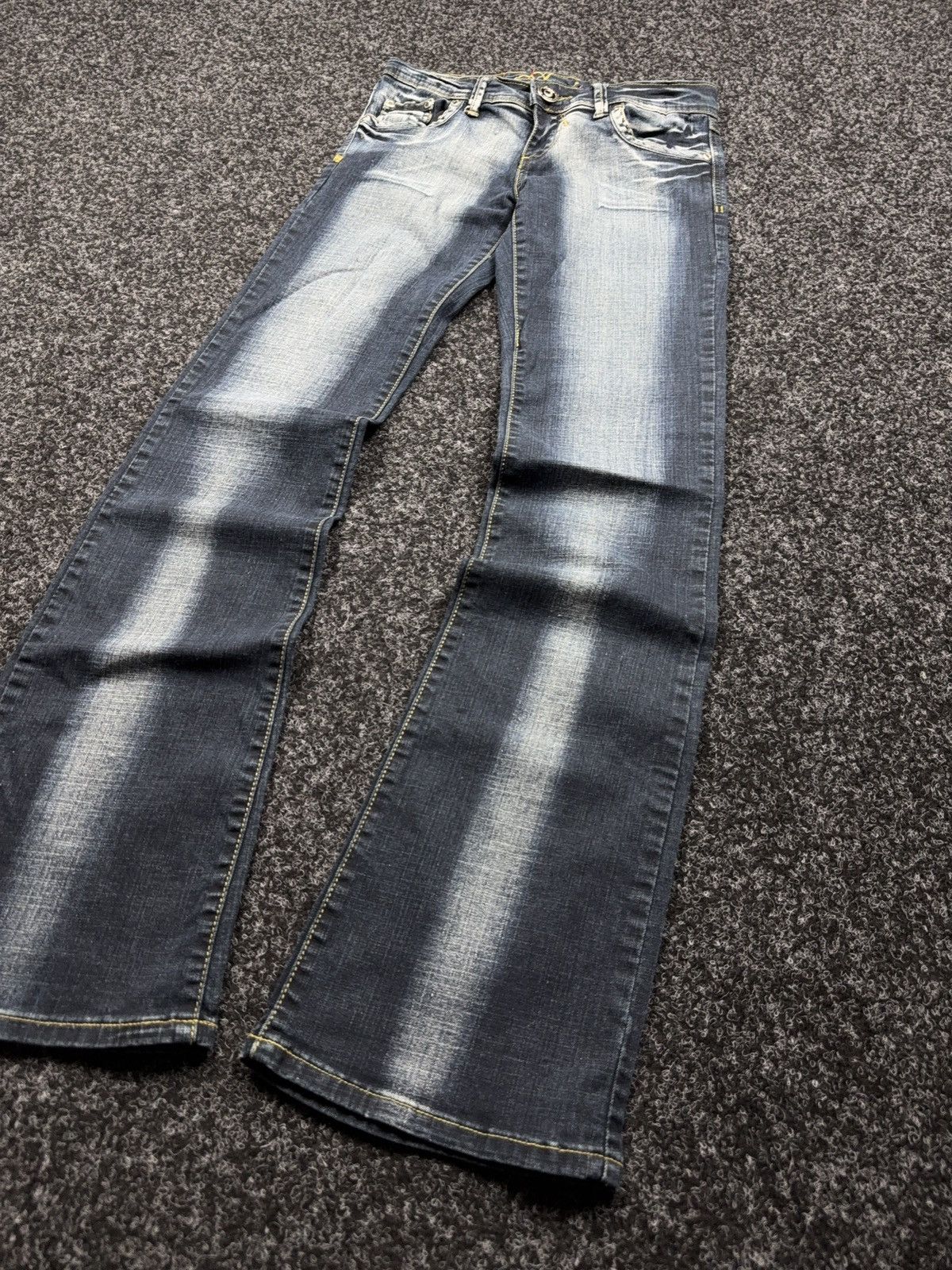 Hysteric Glamour Y2K Japanese LGB Punk Crown Embroidered Flared Denim Jeans Size 29" - 4 Thumbnail