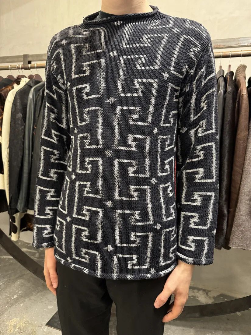 Emporio Armani × Vintage 1990s Emporio Armani Psycho Navy Sweater Size US S / EU 44-46 / 1 - 2 Thumbnail