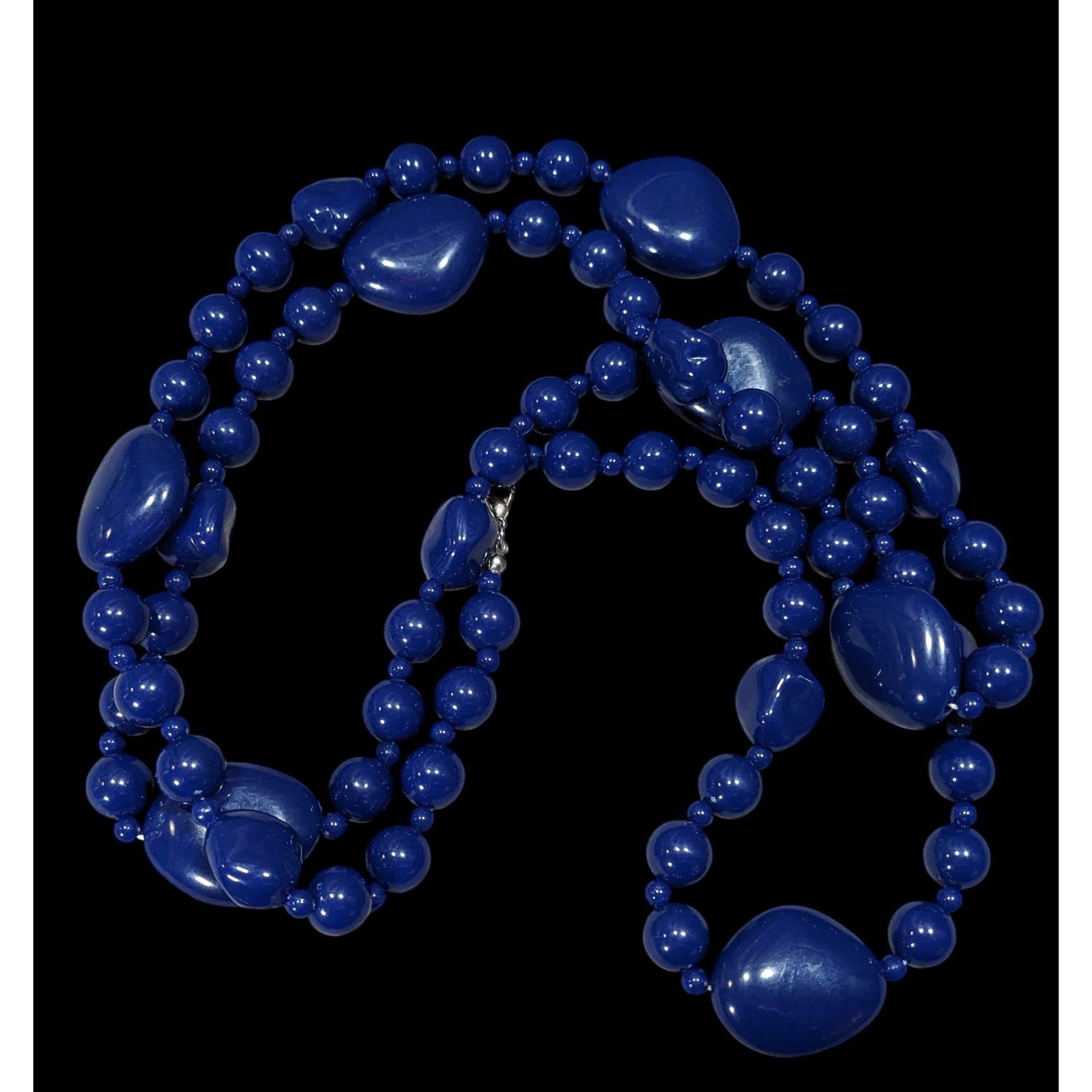 Other Chunky Retro Dark Blue Beaded Opera Necklace Size ONE SIZE - 1 Thumbnail