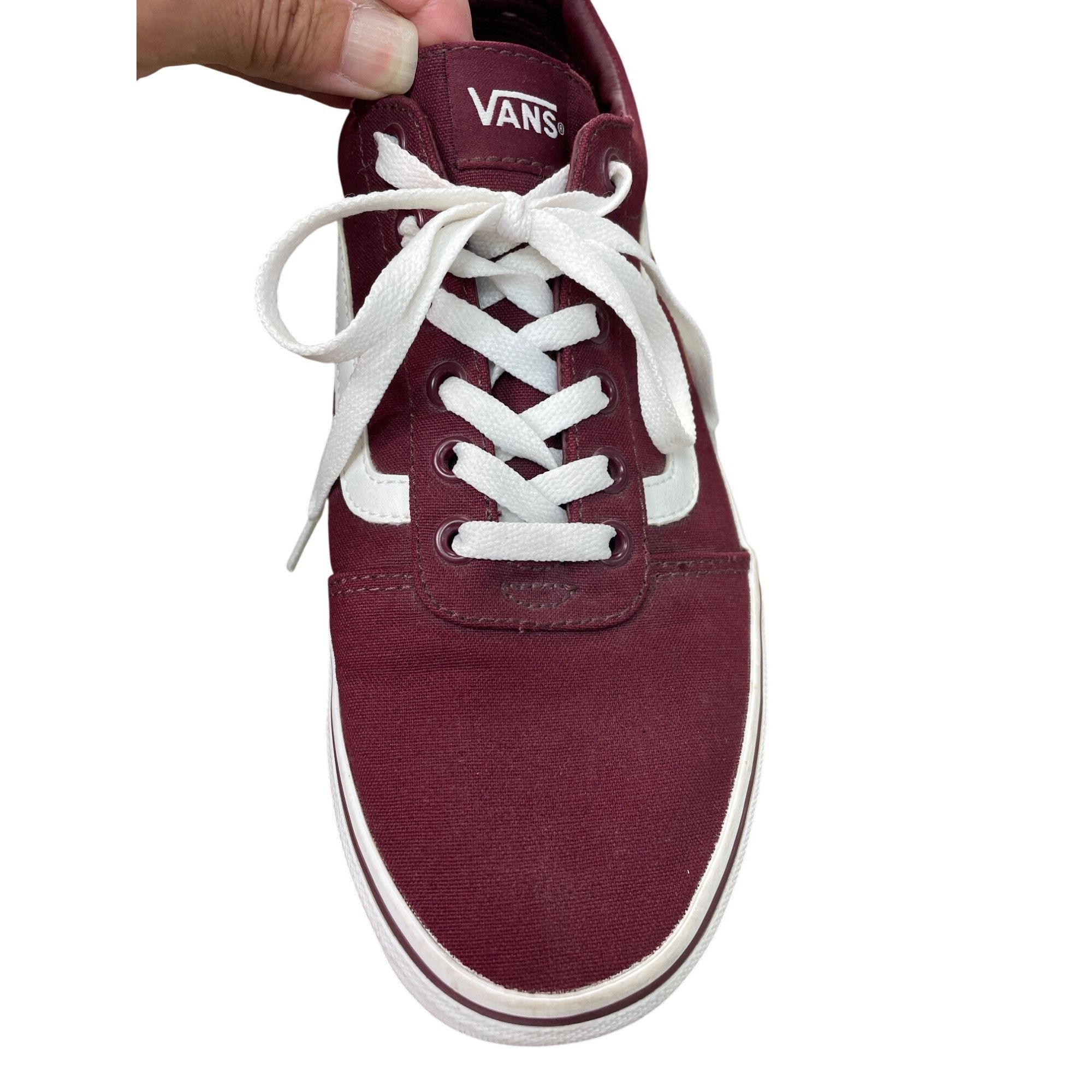Vans Vans Womens Old Skool Burgundy/White Canvas skate Sneakers S Size US 10 / IT 40 - 13 Thumbnail
