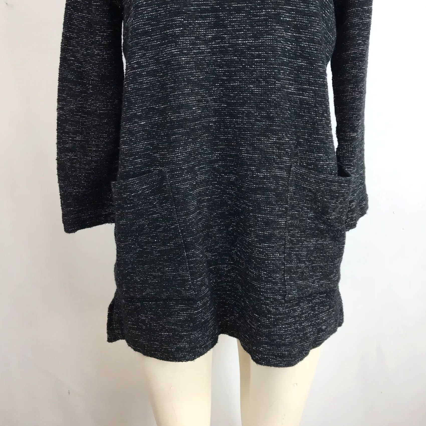 Eileen Fisher Eileen Fisher Textured Knit Tunic Sweater Dress Pockets XS Black White Size XS / US 0-2 / IT 36-38 - 3 Thumbnail