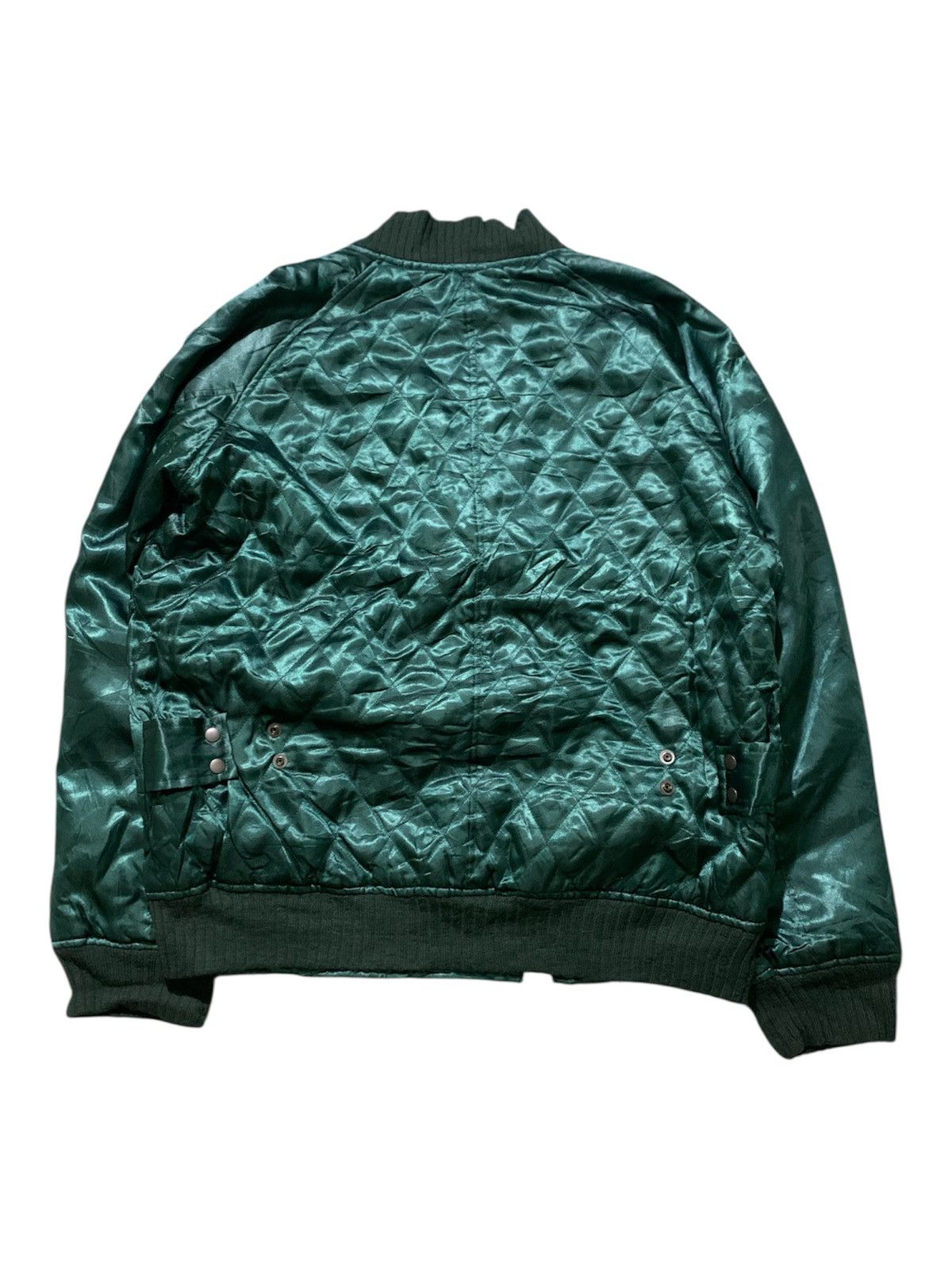 Japanese Brand 2003 Contrastrick Balance Co Satin Assymetric Bomber Jacket Size US L / EU 52-54 / 3 - 2 Thumbnail
