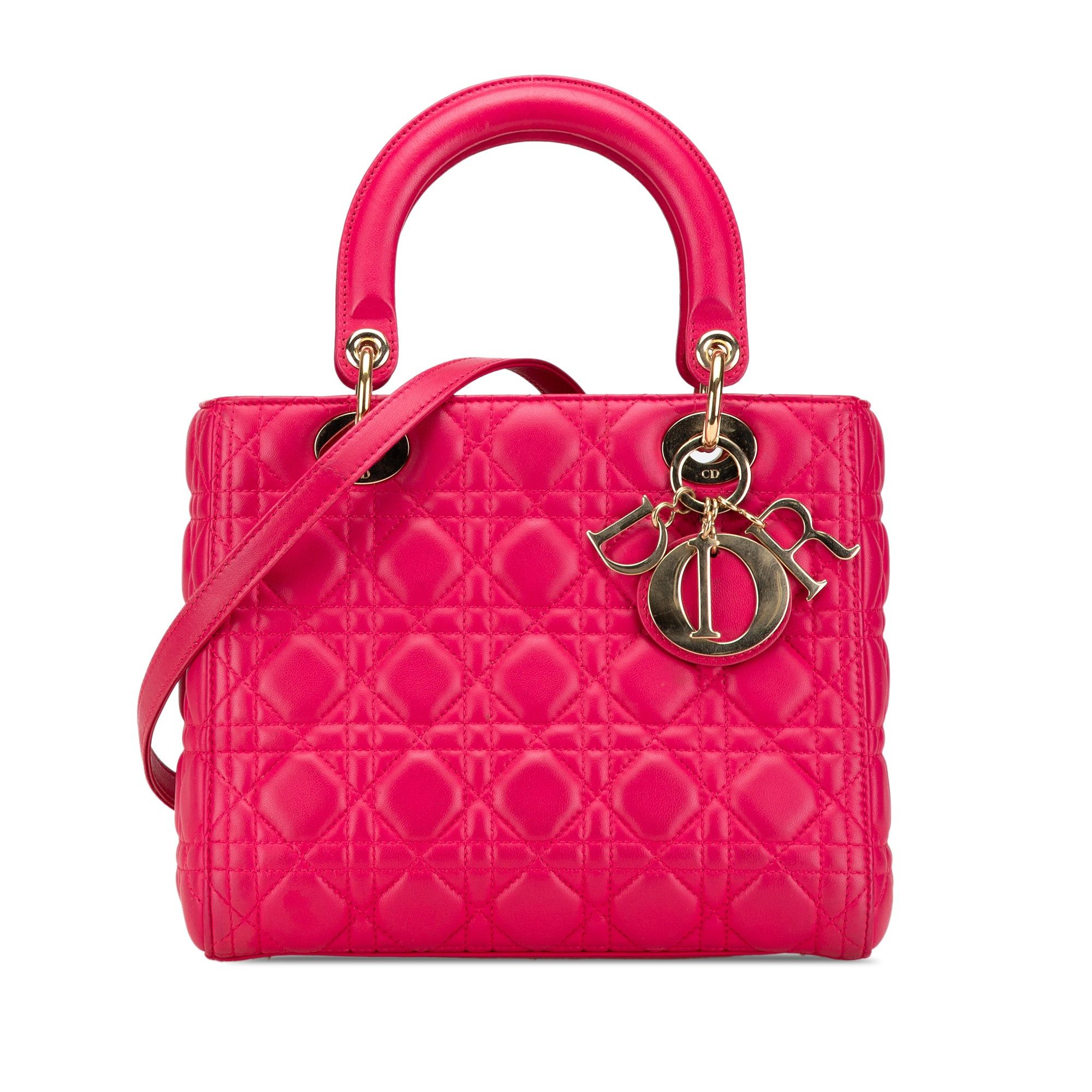 Dior Dior Medium Lambskin Cannage Lady Dior Pink Size ONE SIZE - 1 Thumbnail