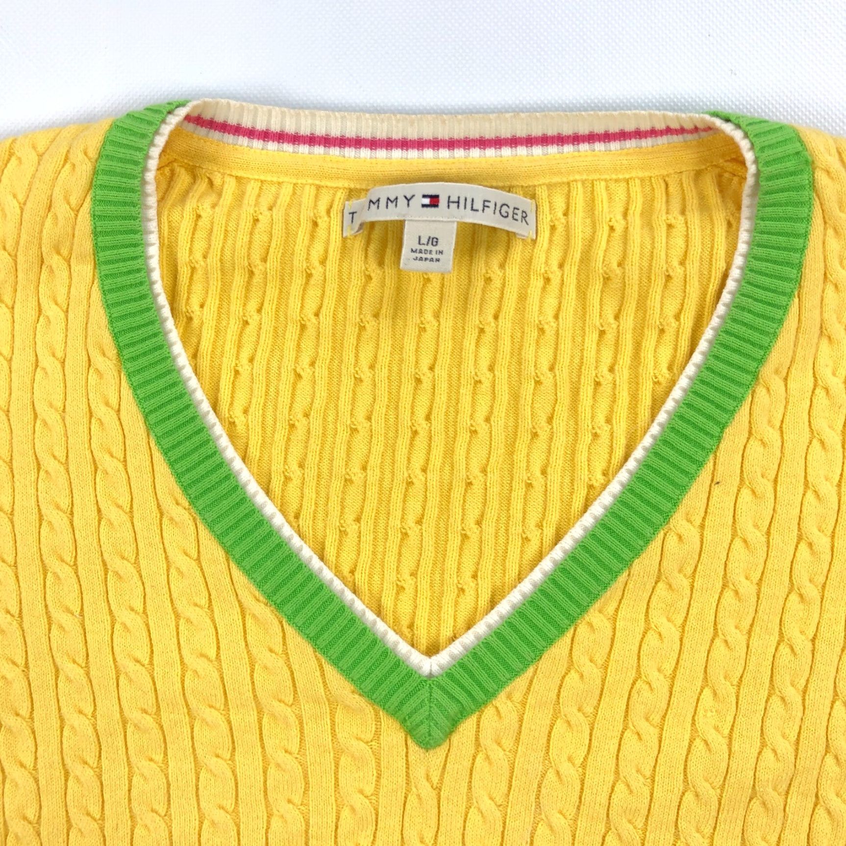Tommy Hilfiger Tommy Hilfiger Sweater Womens Large Cable Knit Yellow Tennis Preppy Y2K Vintage No Size L / US 10 / IT 46 - 2 Thumbnail