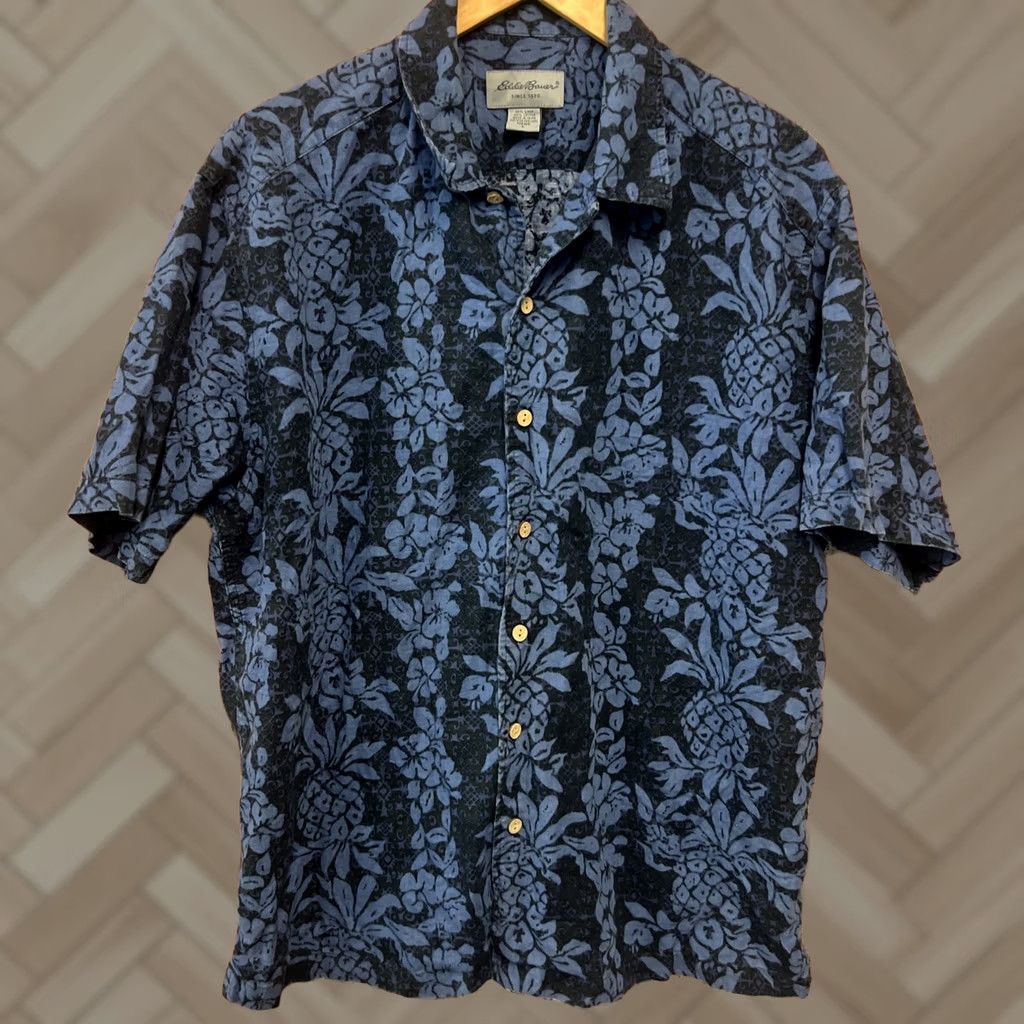 Eddie Bauer Eddie Bauer Shirt Adult Large Blue All Over Print Map Linen Cotton Mens Size US L / EU 52-54 / 3 - 1 Thumbnail