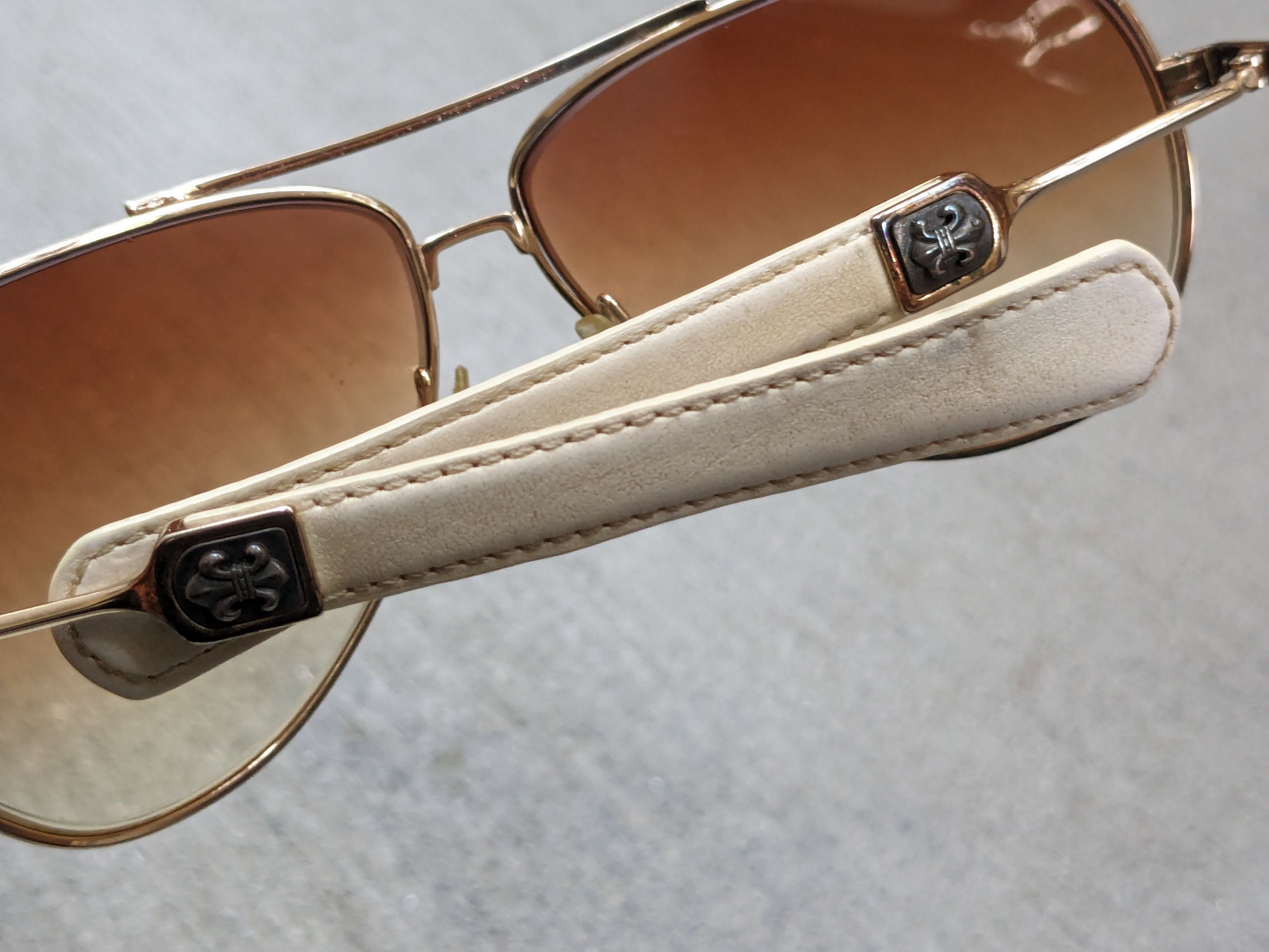 Chrome Hearts Chrome Hearts Aviator Sunglasses White Leather Biker Cross Size ONE SIZE - 15 Thumbnail
