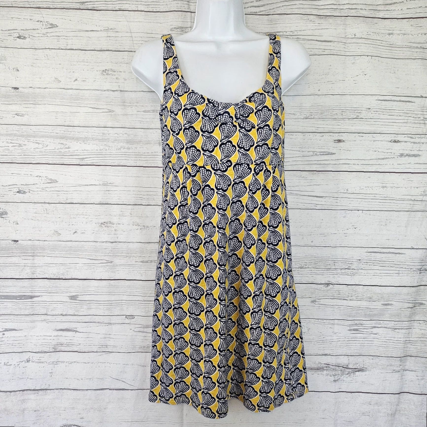 Boden Boden Womens Claire Slub Knit Sundress Dress Short Sleeveless Scoop Neck Pullover Casual Summer Regular Size 2 Blue Yellow Seashells Size XS / US 0-2 / IT 36-38 - 2 Thumbnail