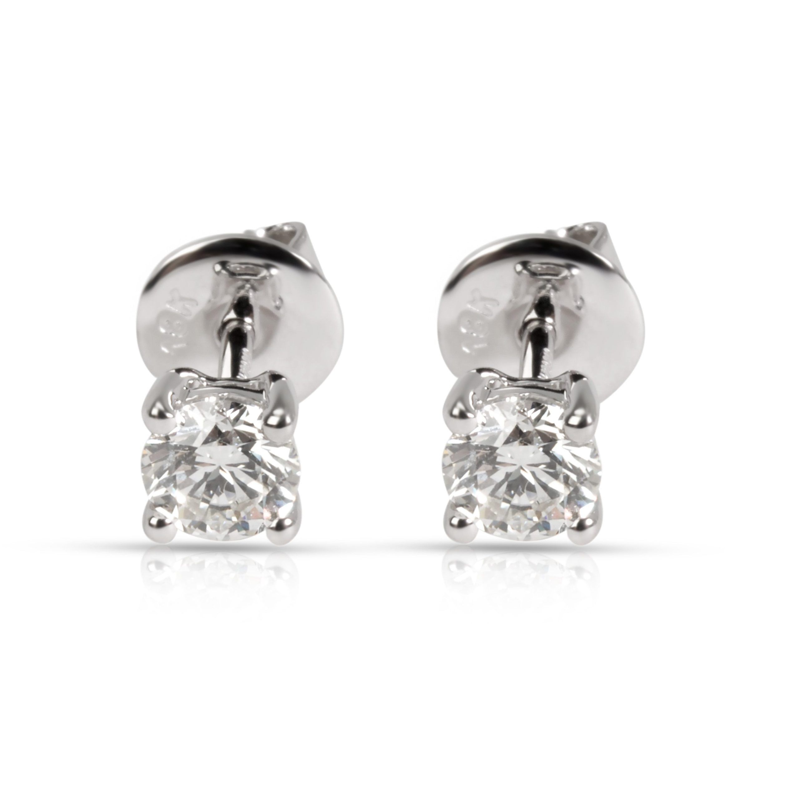 image of Tada & Toy Four Prong Diamond Stud Earring In 18K White Gold G-H Vs 0.64 Ctw, Women's