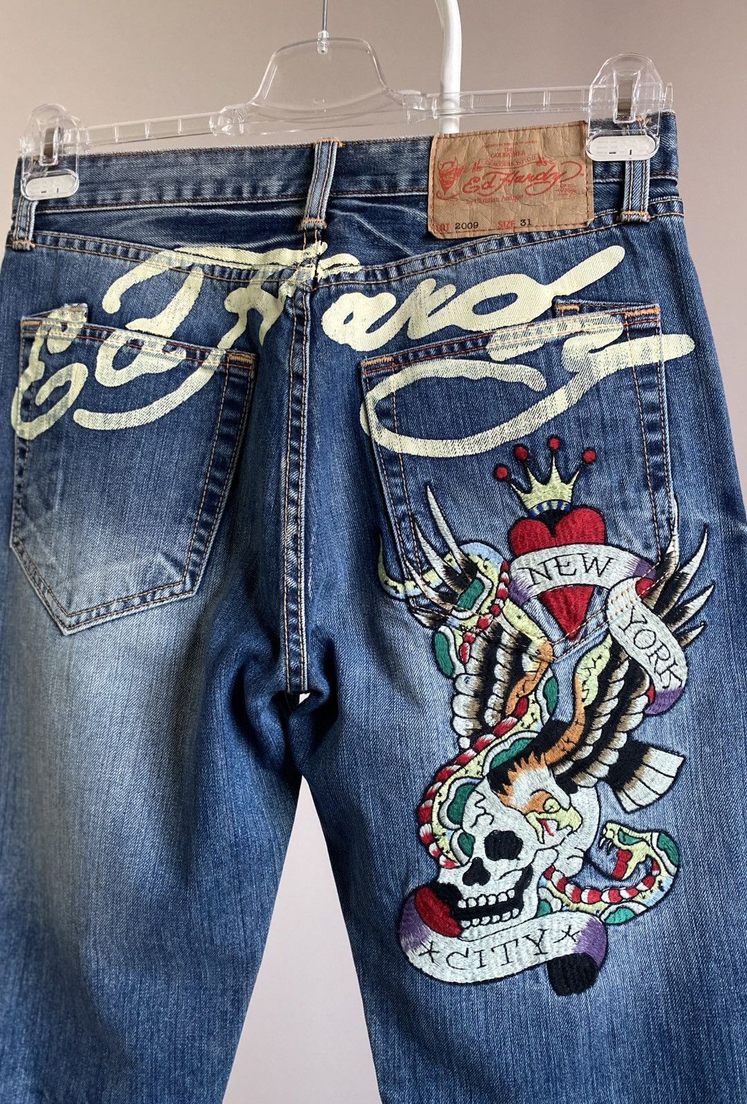 Ed Hardy by Christian Audigier Denim Jeans Big Logo Pants