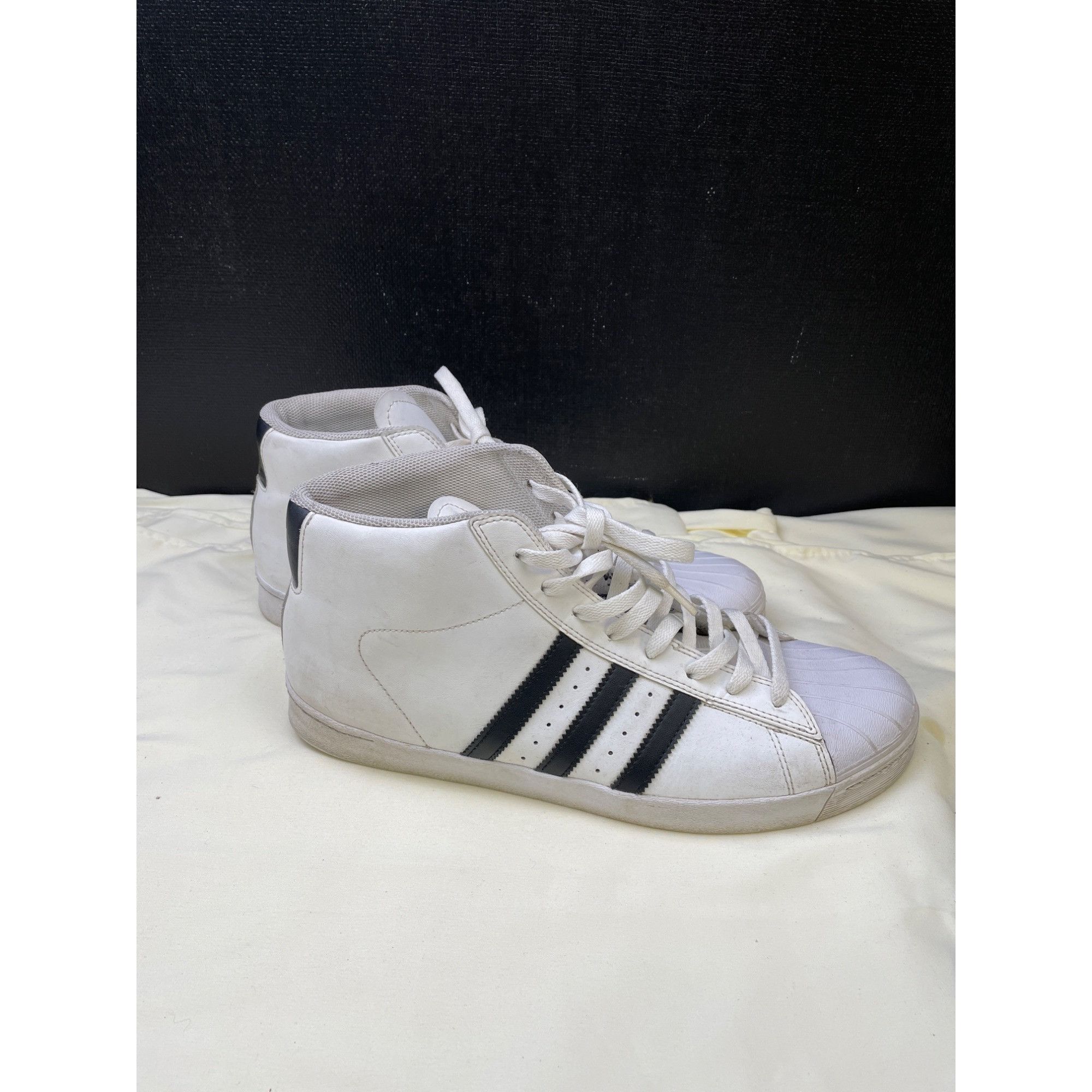 Adidas Adidas Mens White Black Pro High Top Sneakers Shoes Size 12 Size US 12 / EU 45 - 2 Thumbnail