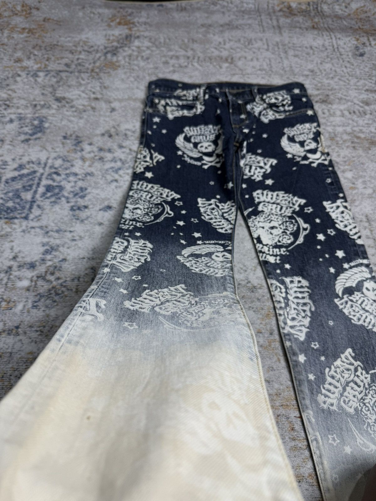 Tornado Mart Rna sweat skull art y2k denim pants Size US 29 - 2 Thumbnail