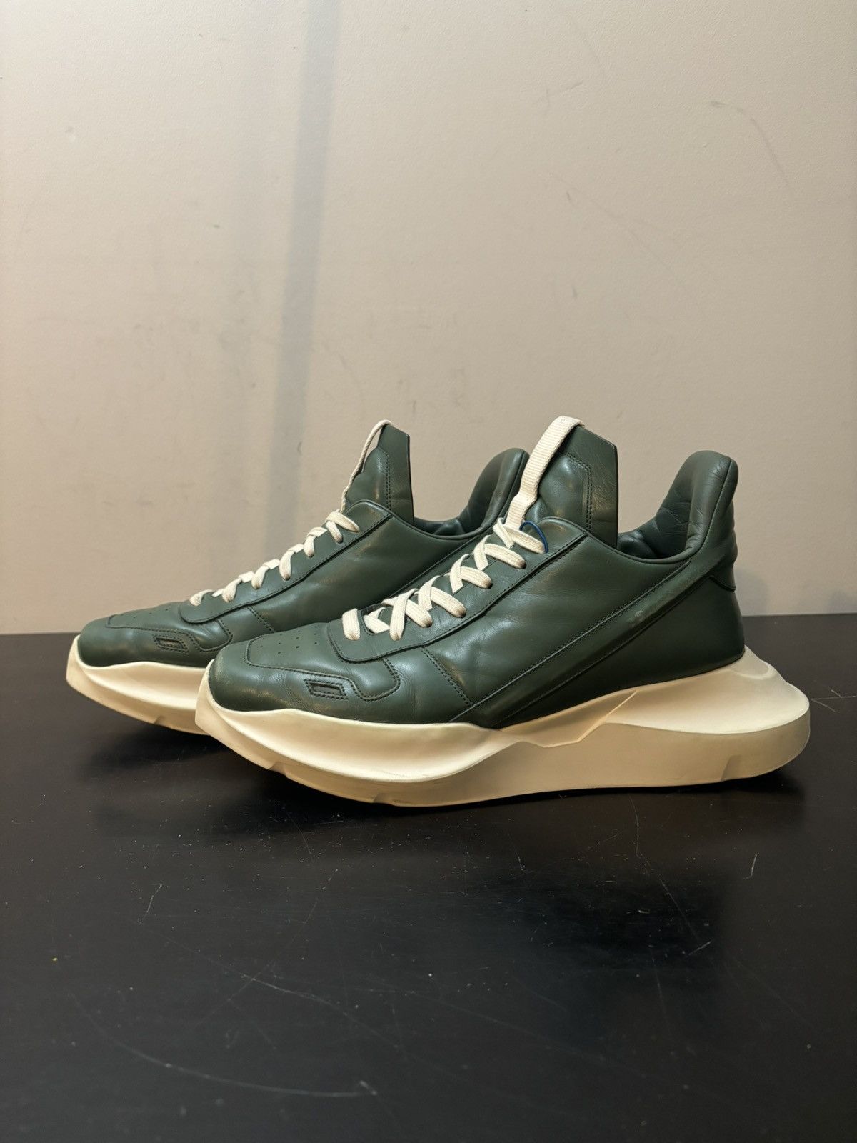 Rick Owens Rick Owens Geth Runner Leather Sneakers Green | Grailed