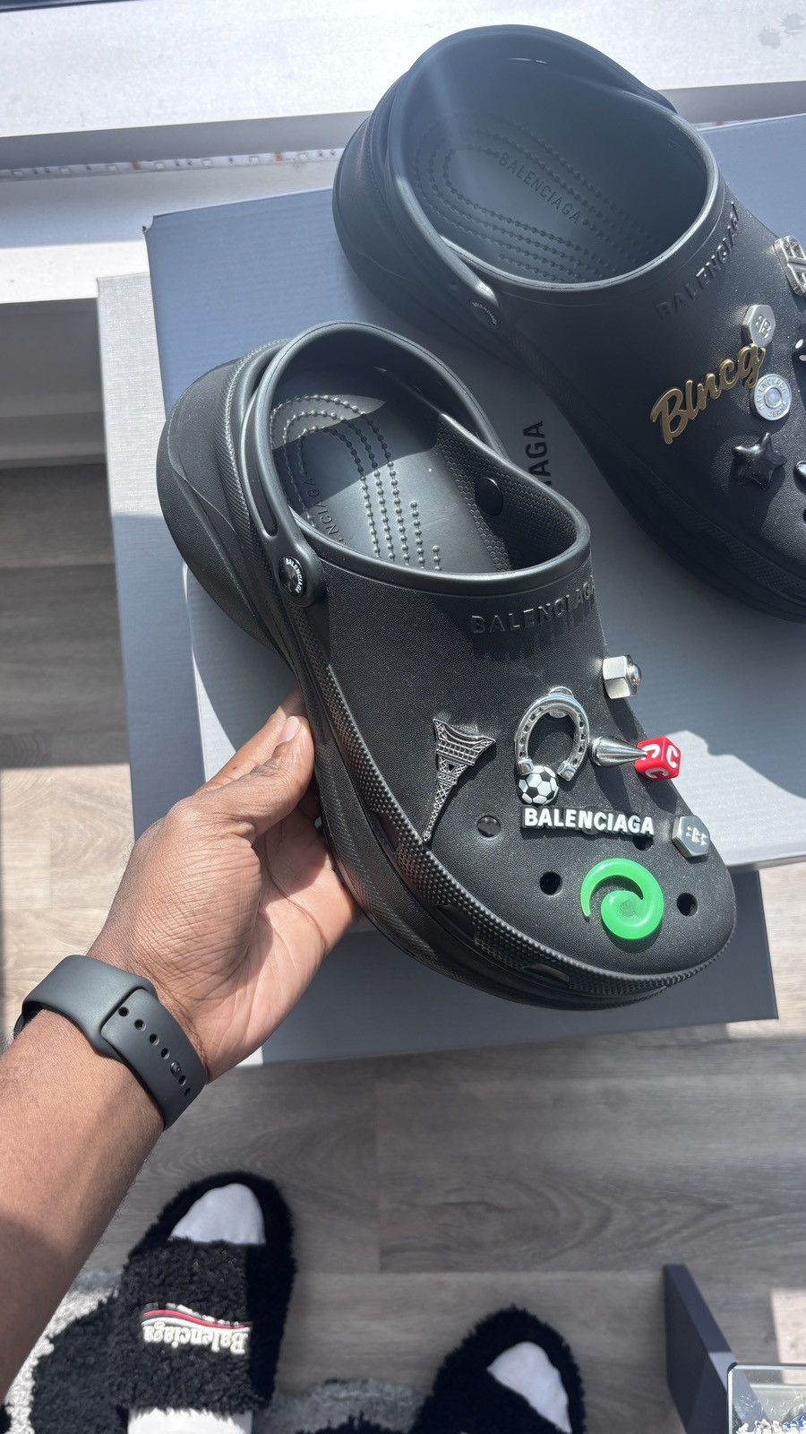 Balenciaga × Crocs CROCS MULE RUBBER + JIBBITZ MAN | Grailed