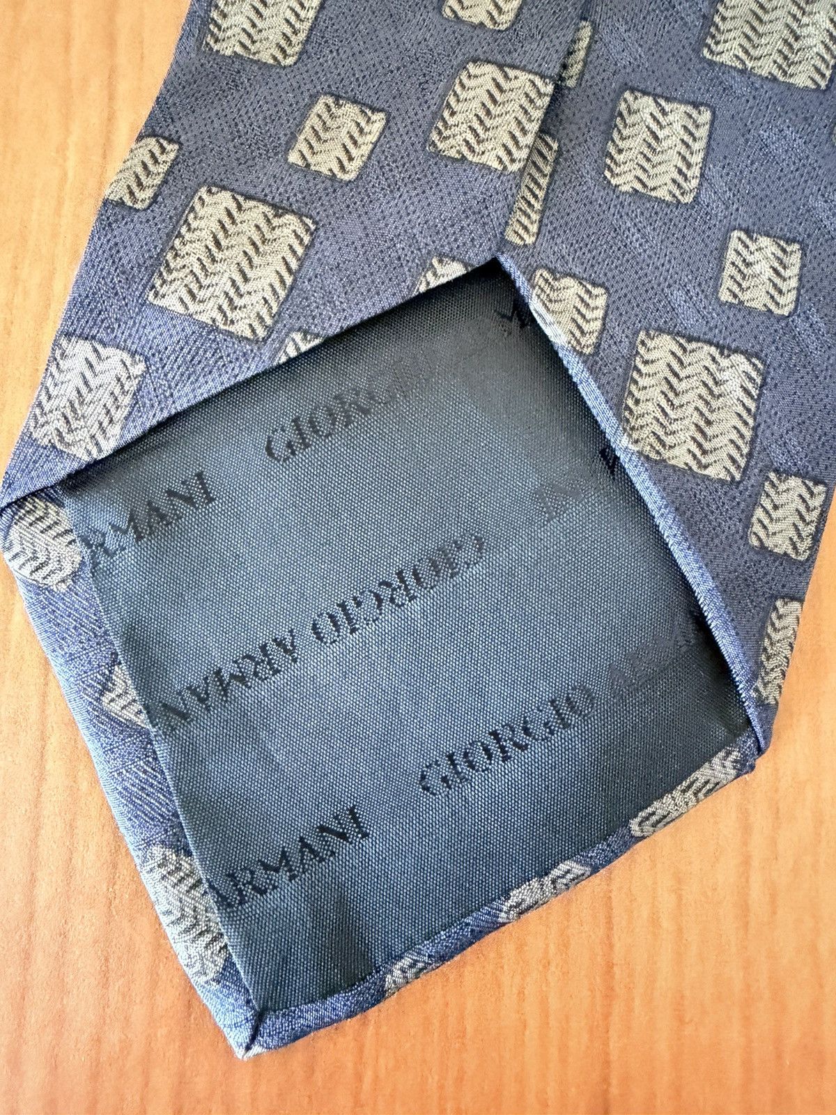 Giorgio Armani Giorgio Armani Cravatte Silk Tie Blue Geometric Squares Size ONE SIZE - 7 Thumbnail