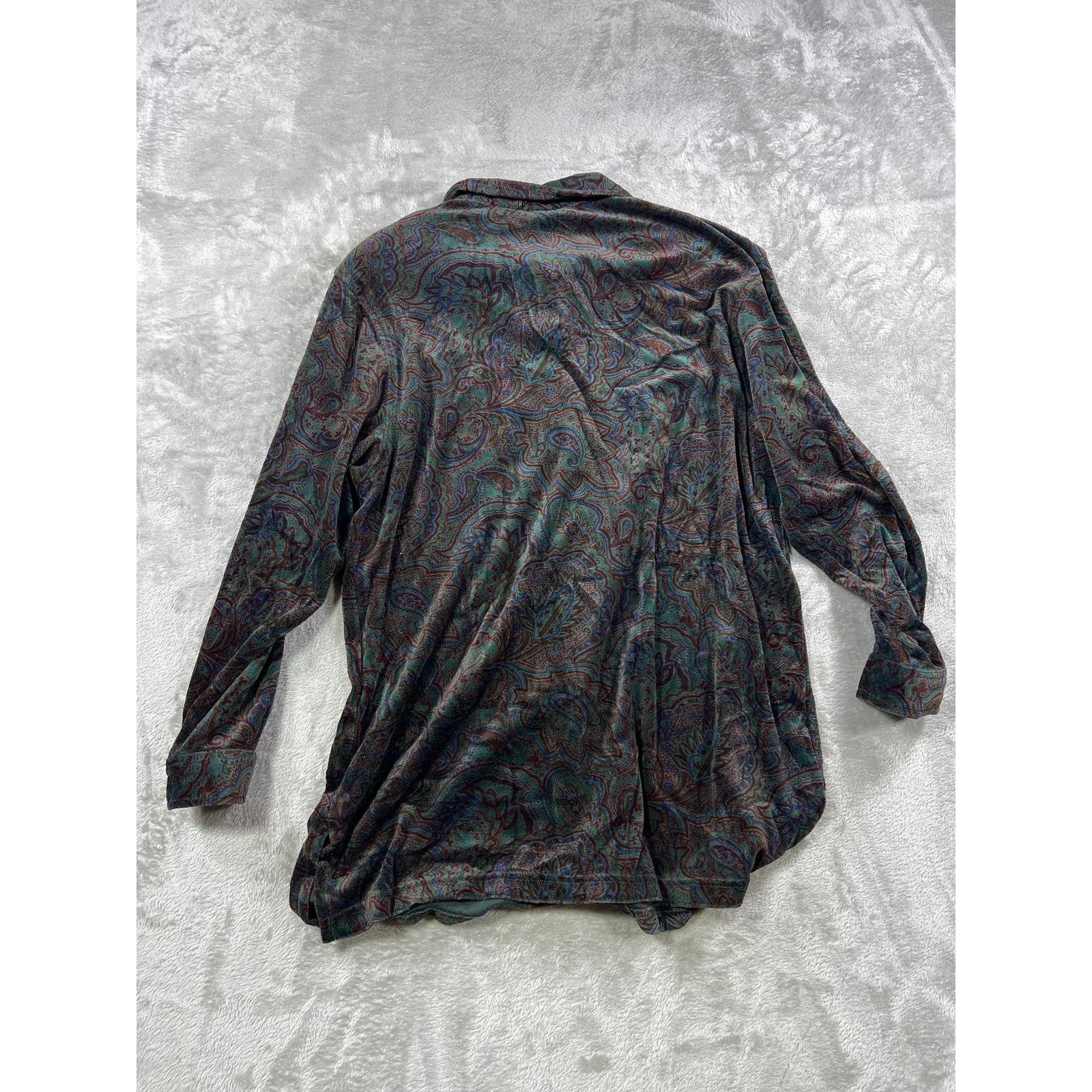 Other Vintage Paisley Velvet Feel Button Up Blouse Shoulder Pads L Size L / US 10 / IT 46 - 4 Thumbnail