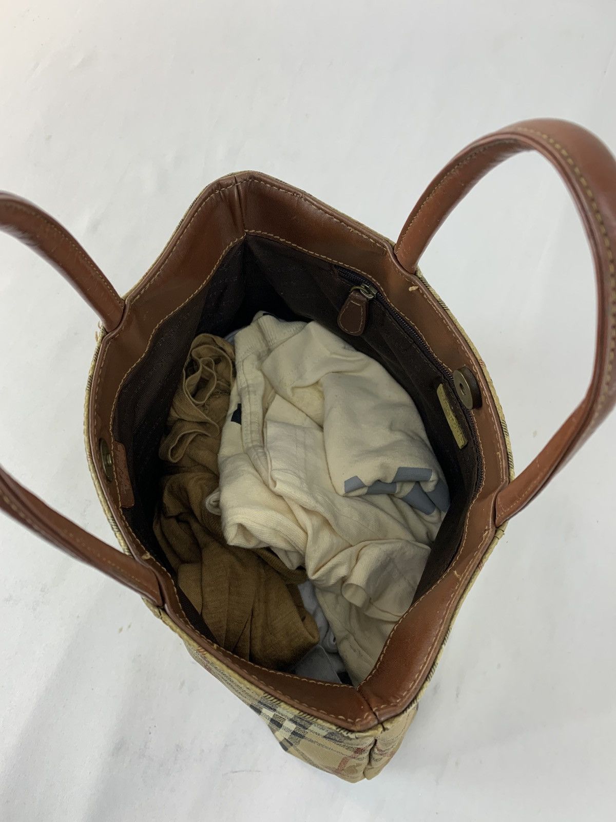 Burberry 90s Burberrys London Leather Tote Bag Nova Checked Monogram Size ONE SIZE - 4 Thumbnail