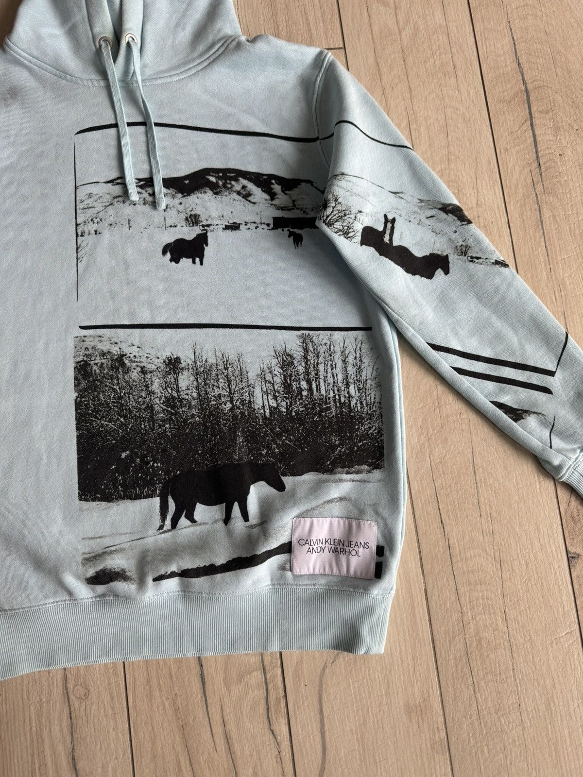 Calvin Klein 205W39NYC Calvin Klein X Andy Warhol Horseprint Baby Blue Hoodie Size US XS / EU 42 / 0 - 4 Thumbnail