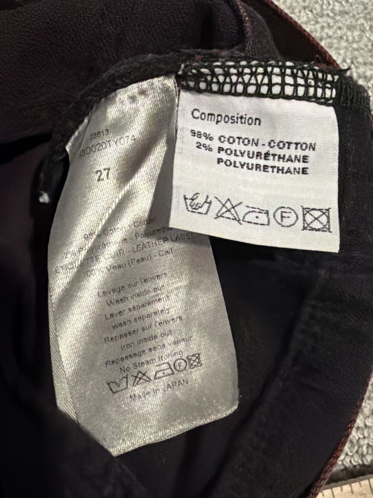Dior Dior homme japan exclusive waxed maroon denim Size US 27 - 11 Thumbnail