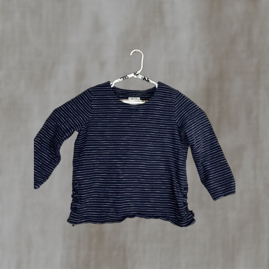 Madewell Madewell Blouse Shirt Striped Side Lace Top 3/4 Sleeve Navy Cream Size S Womens Pool Blue Nautical Cotton Size S / US 4 / IT 40 - 1 Thumbnail
