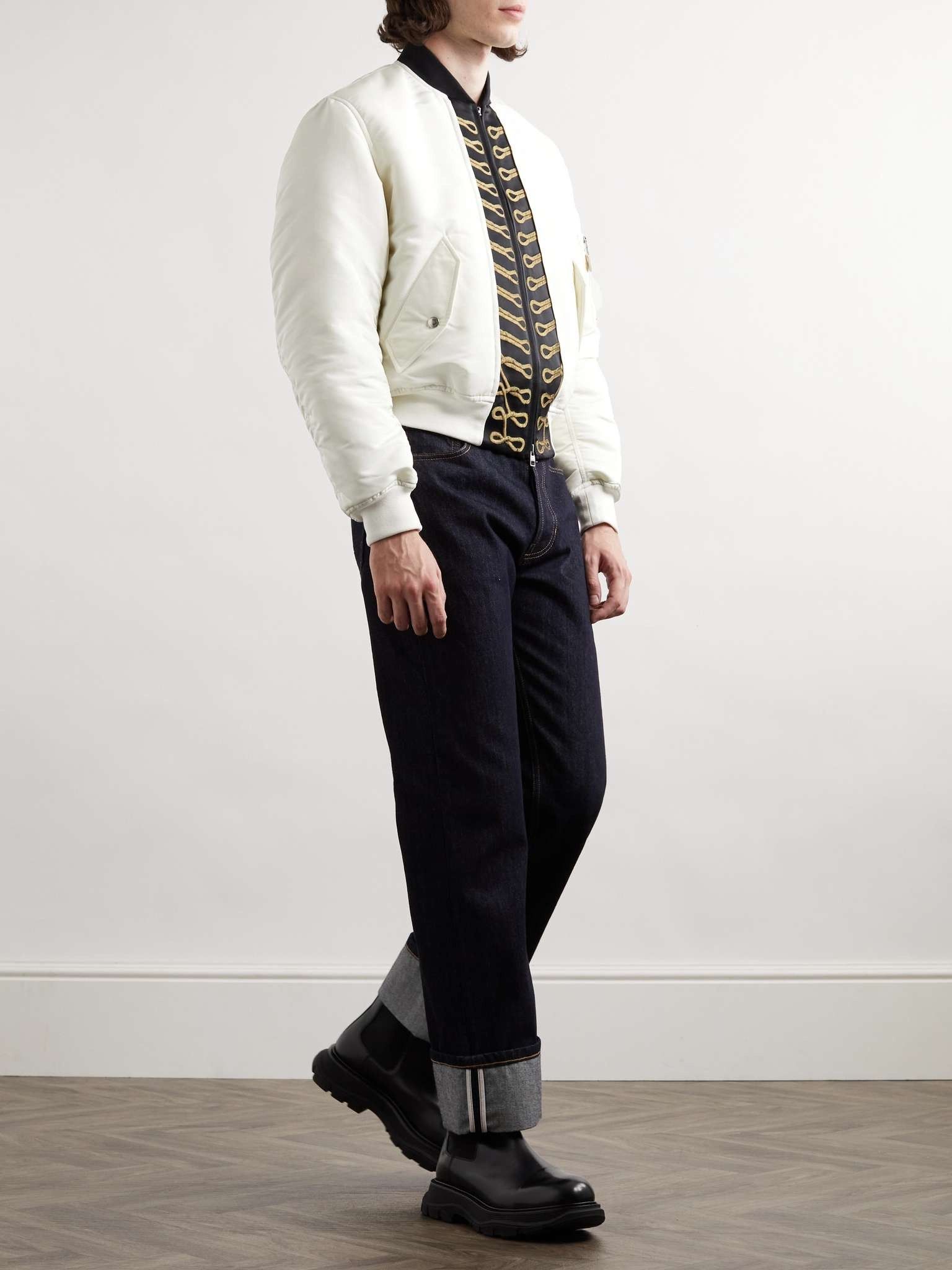 Alexander McQueen o1w1db10725 Trompe-l'œil Bomber Jacket in Bone/Black Size US M / EU 48-50 / 2 - 4 Thumbnail