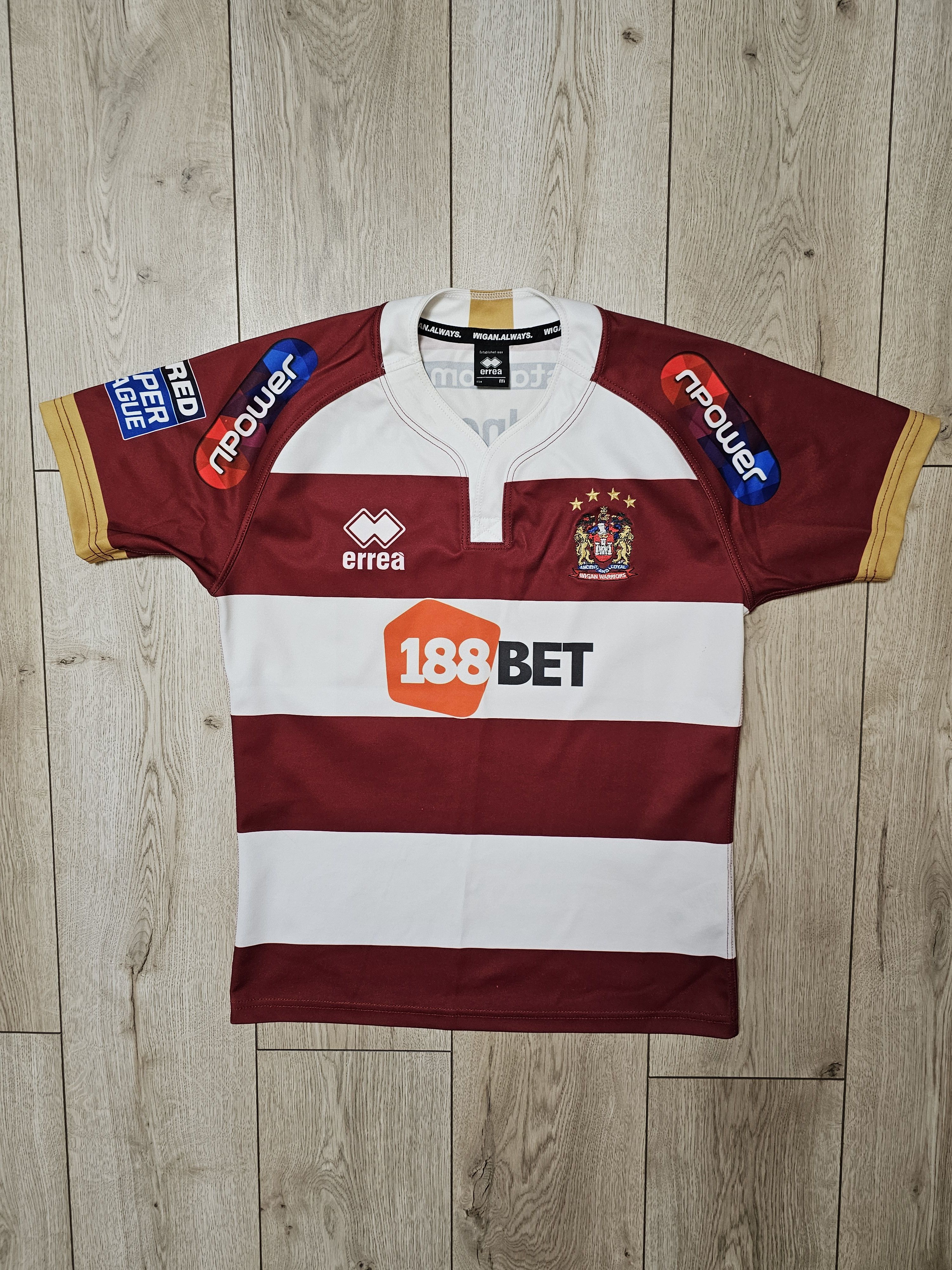 Errea WIGAN WARRIORS 2016 2018 JERSEY ENGLAND RUGBY JERSEY RUGBY Size US M / EU 48-50 / 2 - 1 Thumbnail