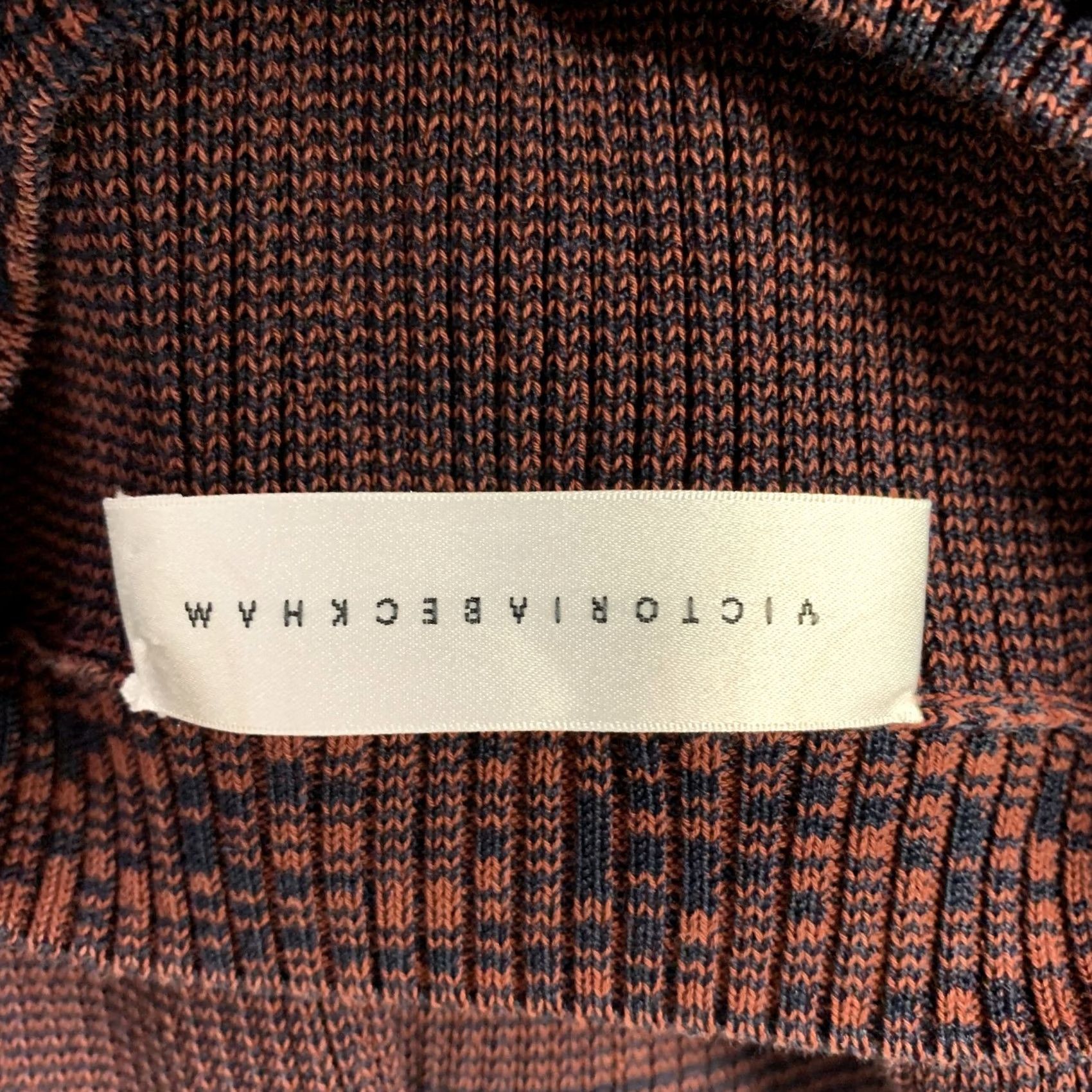 Victoria Beckham VICTORIA BECKHAM Dress Size S Burgundy Navy Viscose Linen BodyCon Mid-Calf Womens Size S / US 4 / IT 40 - 5 Thumbnail