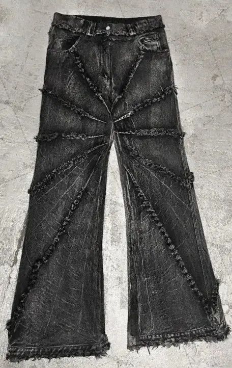 Japanese Brand #30 New Raw Edge Washed Straight Wide Leg Trousers Size US 34 / EU 50 - 4 Thumbnail